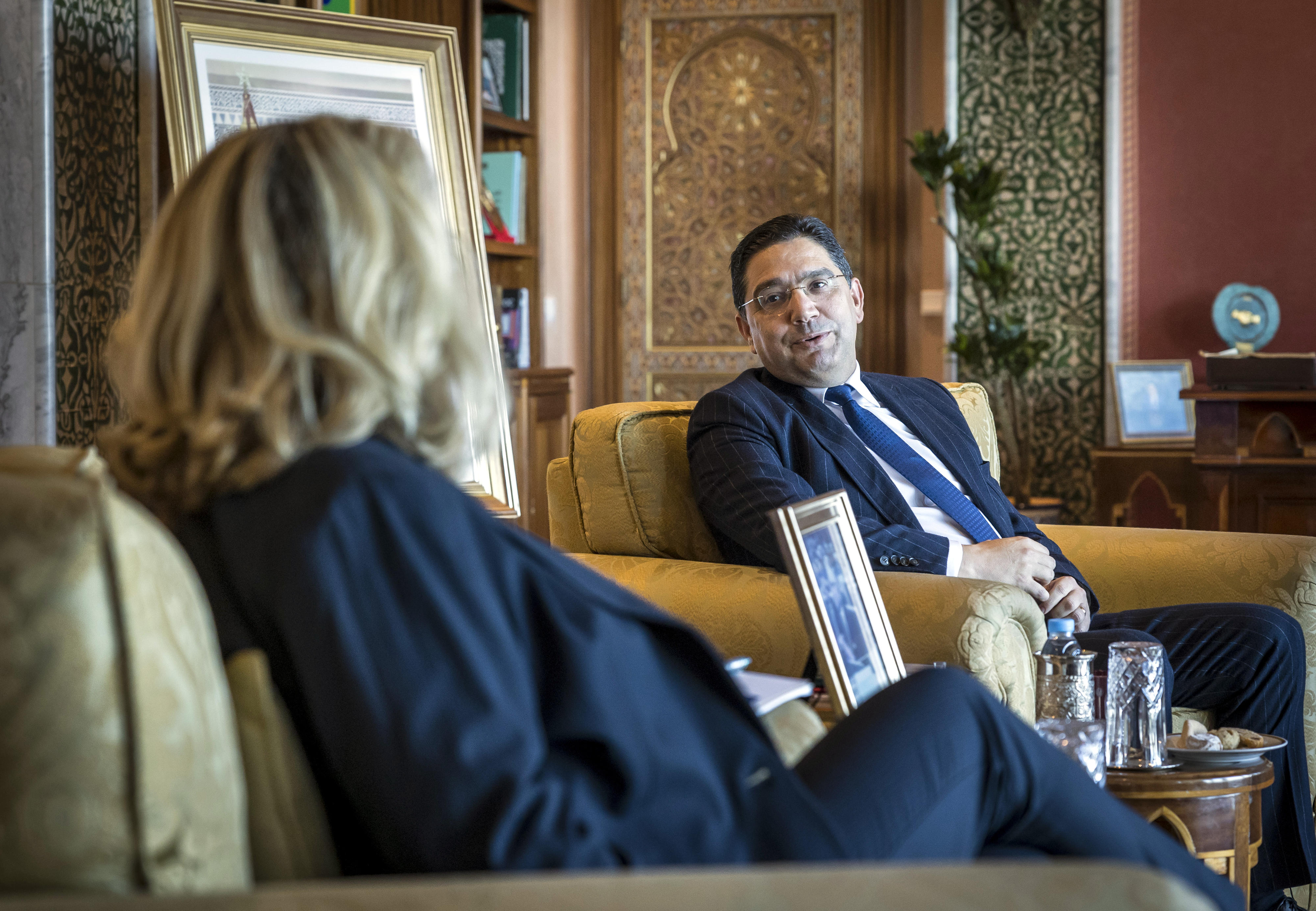 Development Minister Svenja Schulze and the Moroccan Foreign Minister Nasser Bourita at their meeting in Rabat