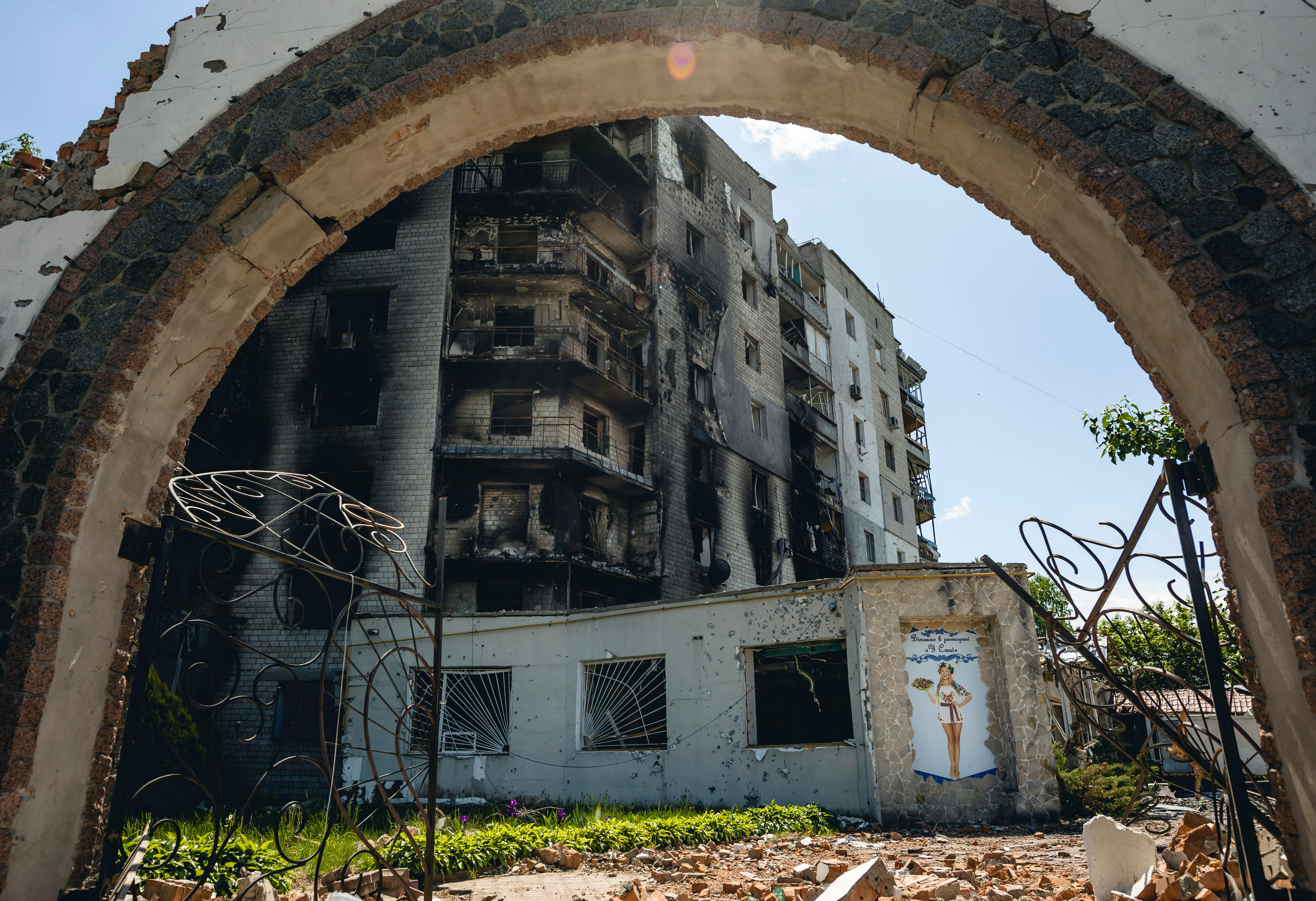 Kriegszerstörungen in Borodyanka bei Kyjiw