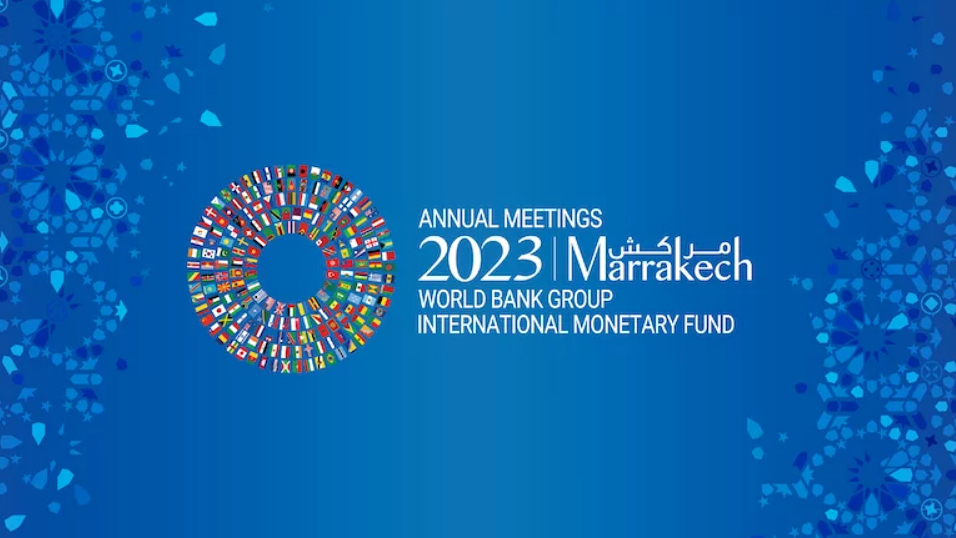 Logo: Jahrestagungen 2023 der Weltbank und des Internationalen Währungsfonds in Marrakesch 