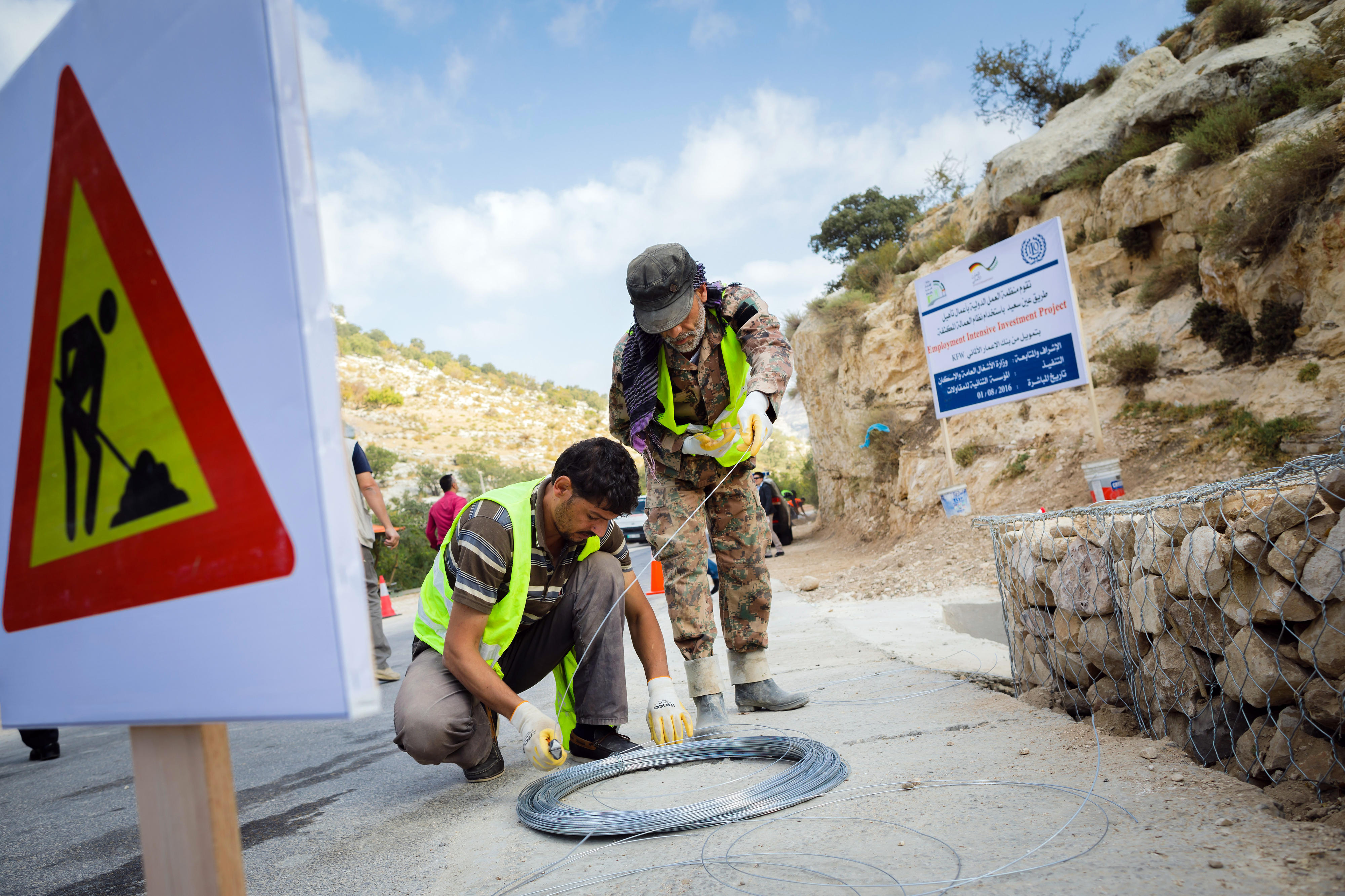 Cash-for-work programme: construction and repair of roads and drainage systems in Jordan