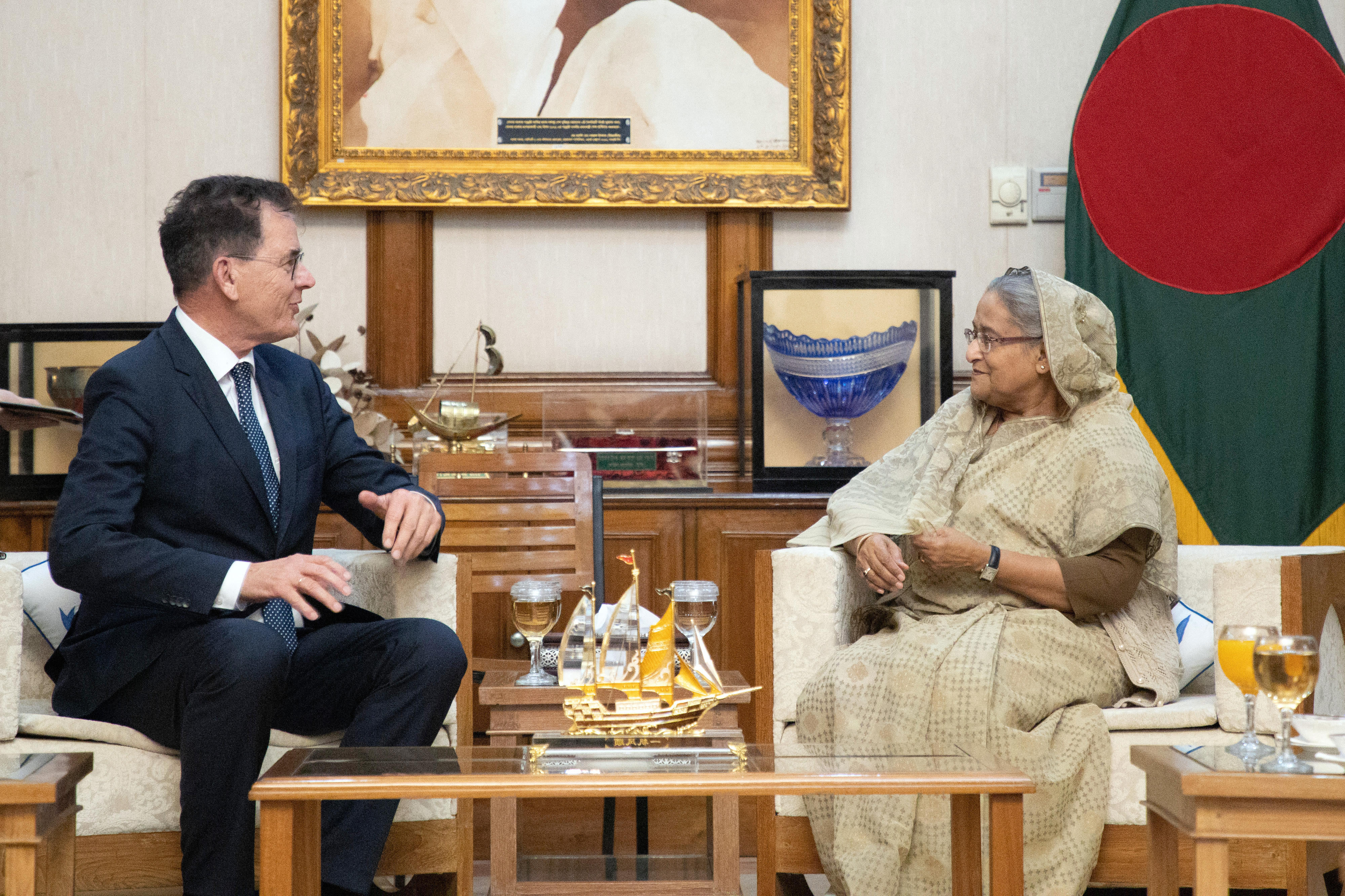 Bundesentwicklungsminister Gerd Müller bei seinem Gespräch mit der Premierministerin von Bangladesch, Sheikh Hasina