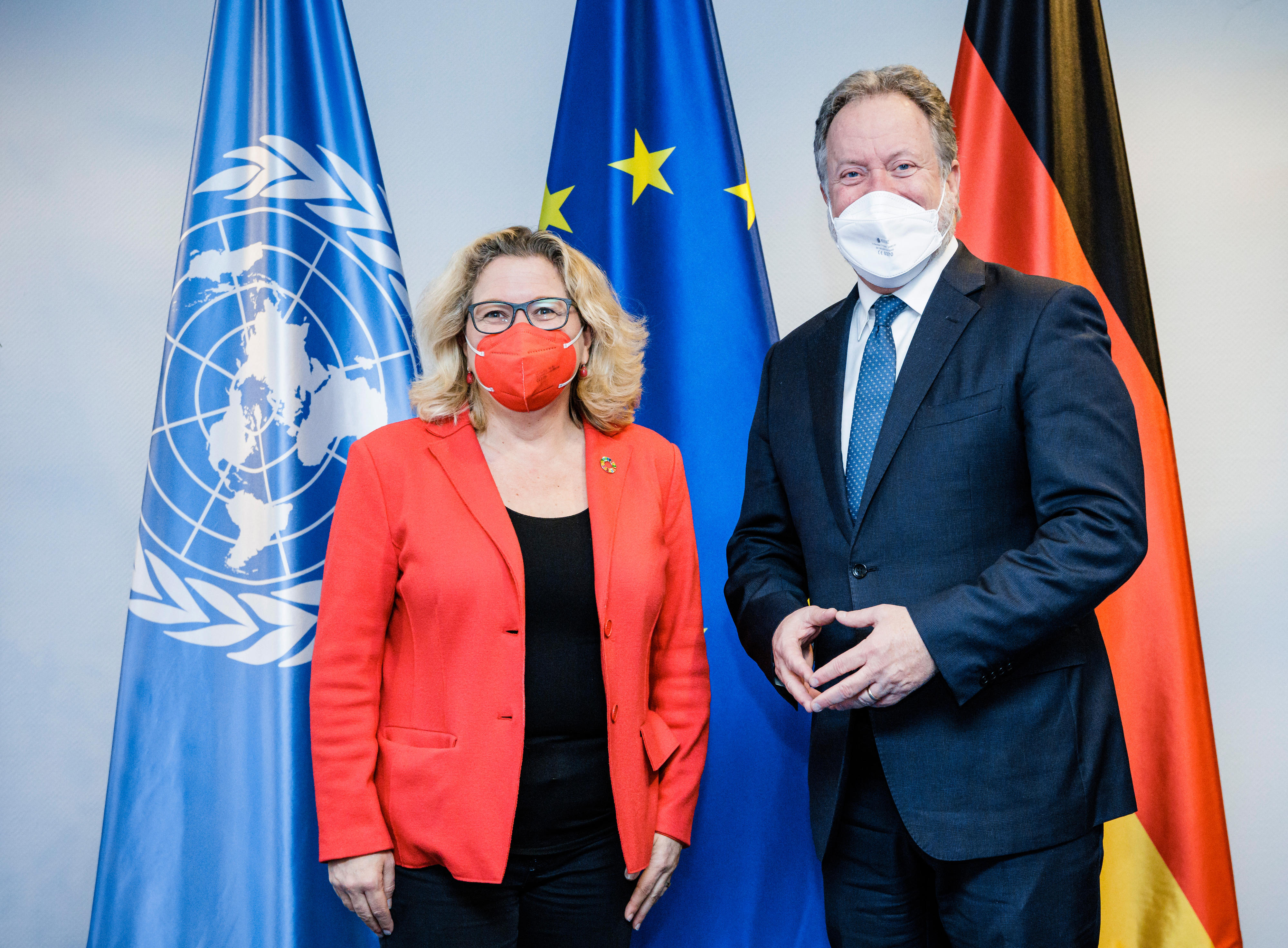 Bundesentwicklungsministerin Svenja Schulze bei ihrem Treffen mit David Beasley, Exekutivdirektor des UN-Welternährungsprogramms (WFP)