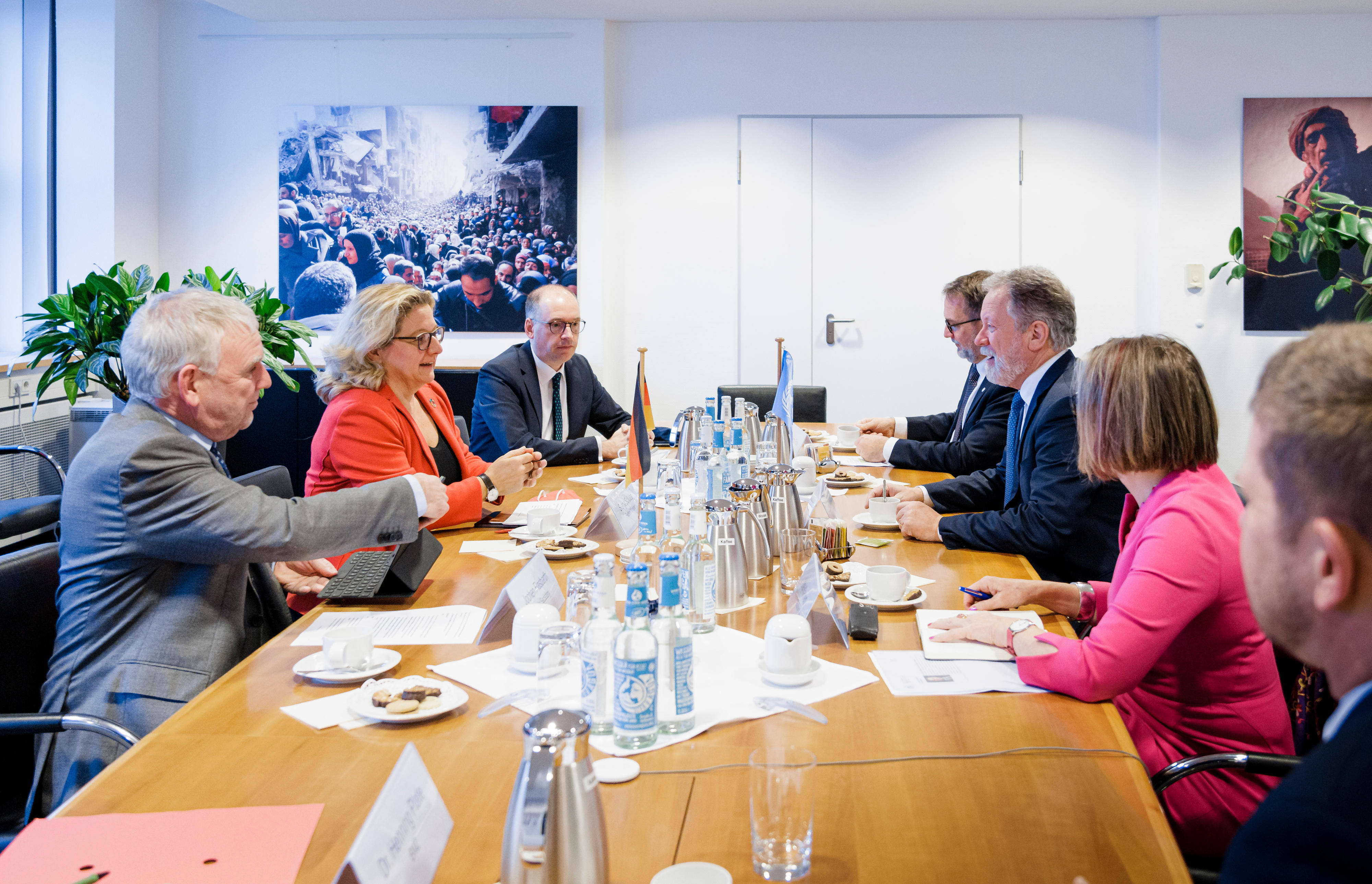 Bundesentwicklungsministerin Svenja Schulze beim Treffen mit David Beasley, Exekutivdirektor des UN-Welternährungsprogramms (WFP), im BMZ in Berlin
