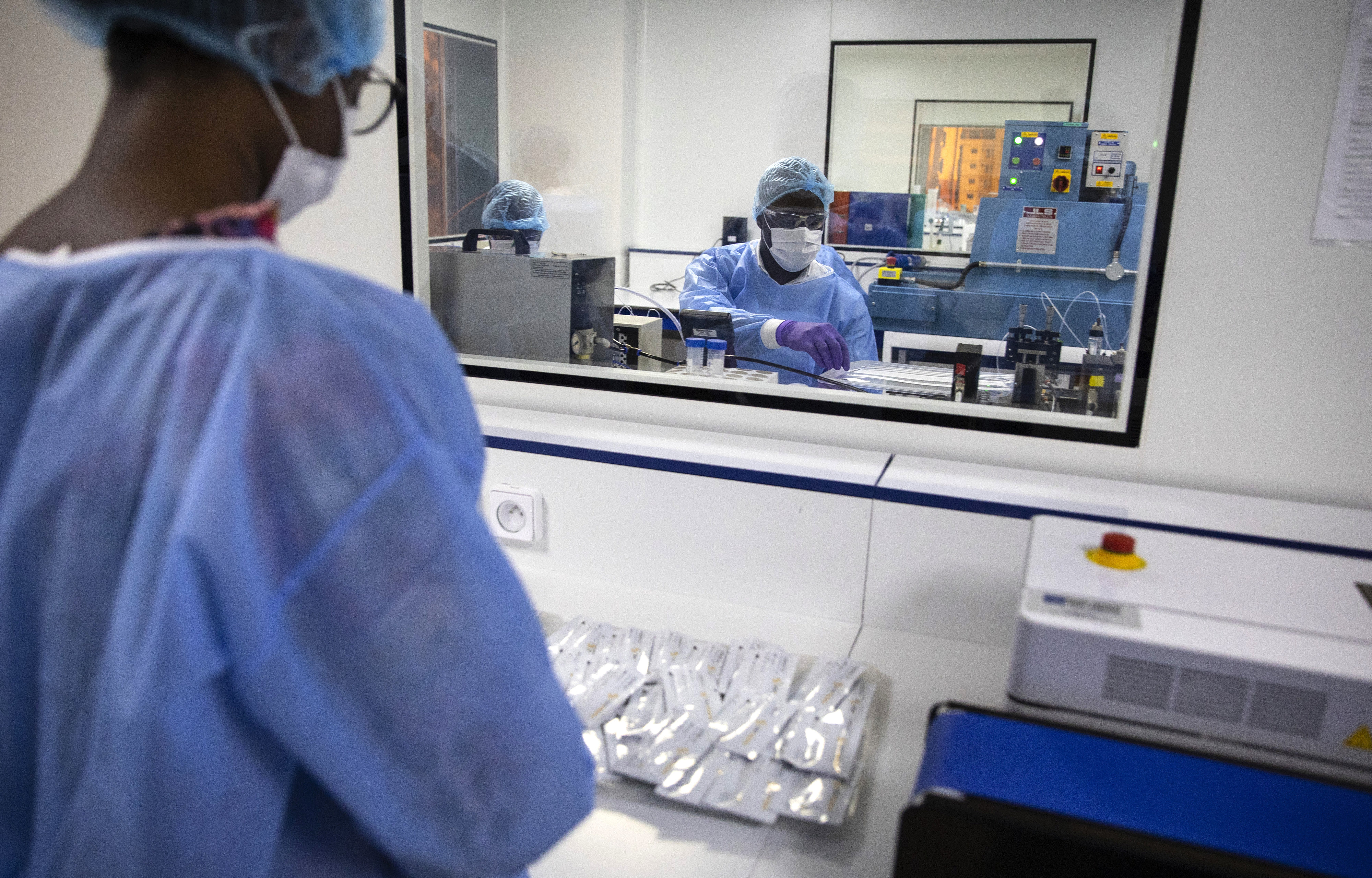 Employees in a medical laboratory at the Institut Pasteur, Dakar, Senegal