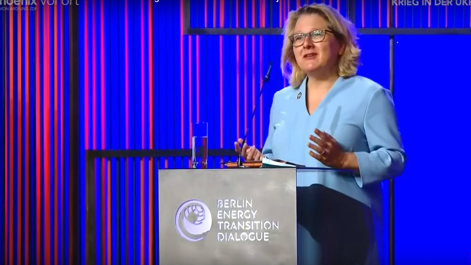 Standbild aus der Aufzeichnung der Rede von Bundesministerin Svenja Schulze beim Berlin Energy Transition Dialogue am 30. März 2022