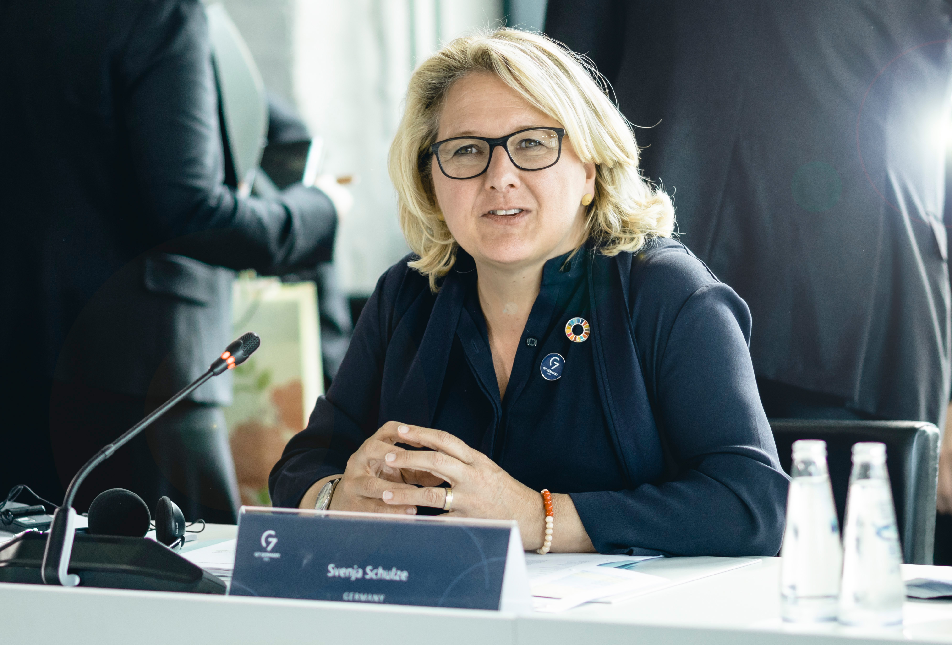 Bundesentwicklungsministerin Svenja Schulze beim Treffen der G7-Entwicklungsminister*innen in Berlin