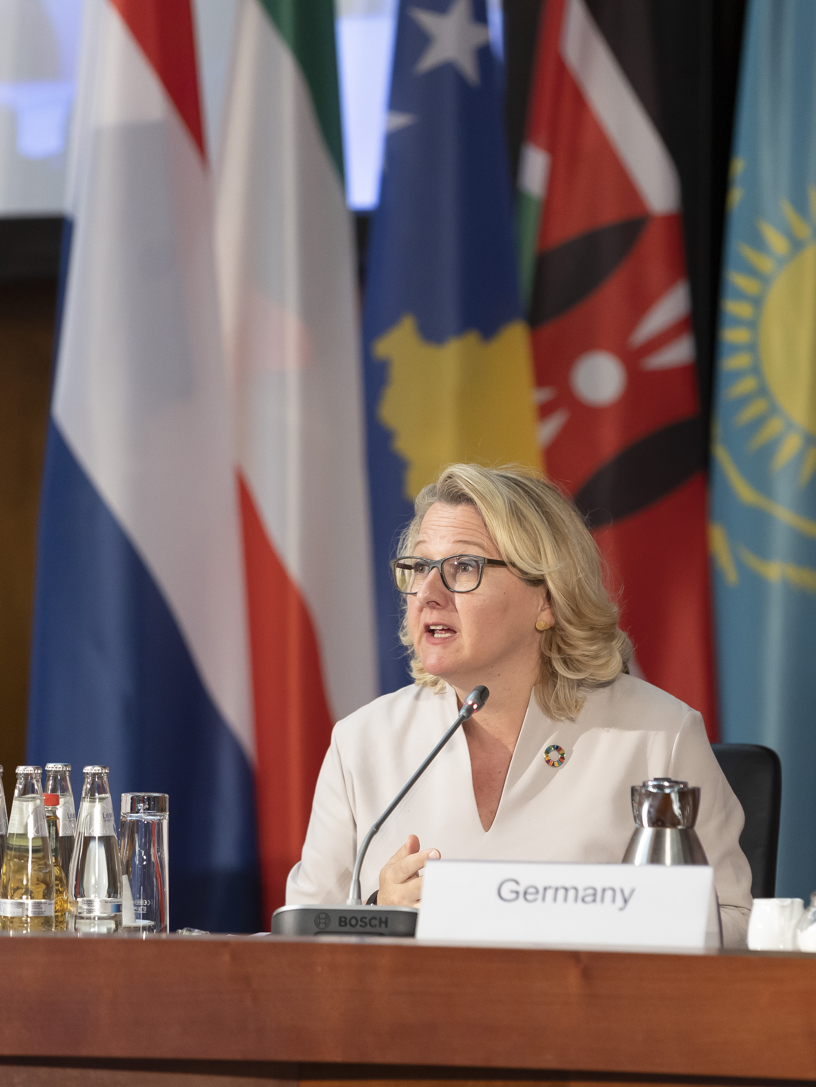 Bundesentwicklungsministerin Svenja Schulze bei der internationalen Konferenz für globale Ernährungssicherheit "Uniting for Global Food Security" am 24. Juni 2022 in Berlin.