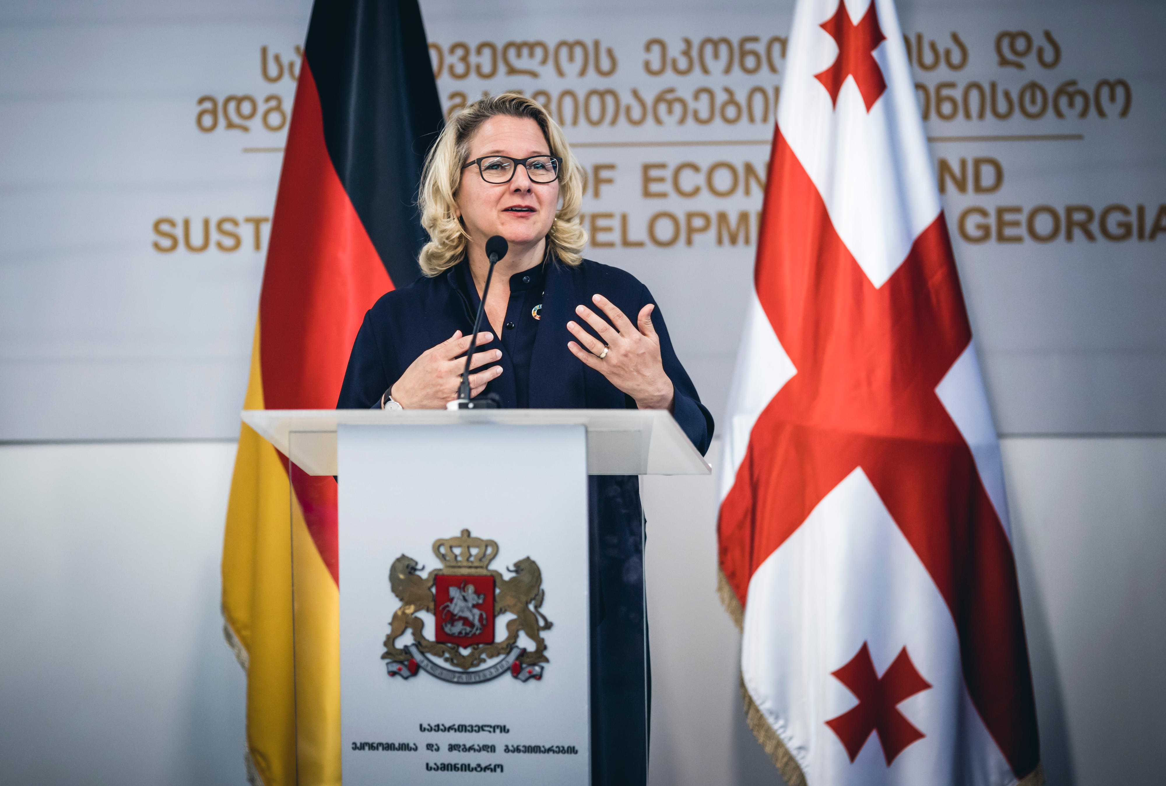 Pressekonferenz mit Bundesentwicklungsministerin Svenja Schulze in Tiflis, Georgien