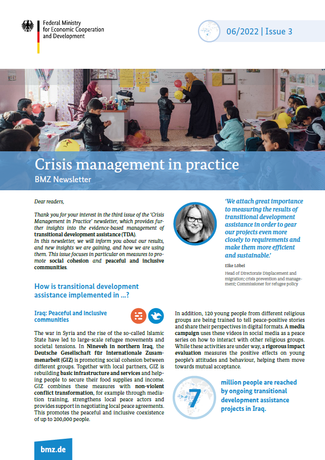 Cover: Crisis management in practice – BMZ Newsletter | Issue 3 (June 2022)