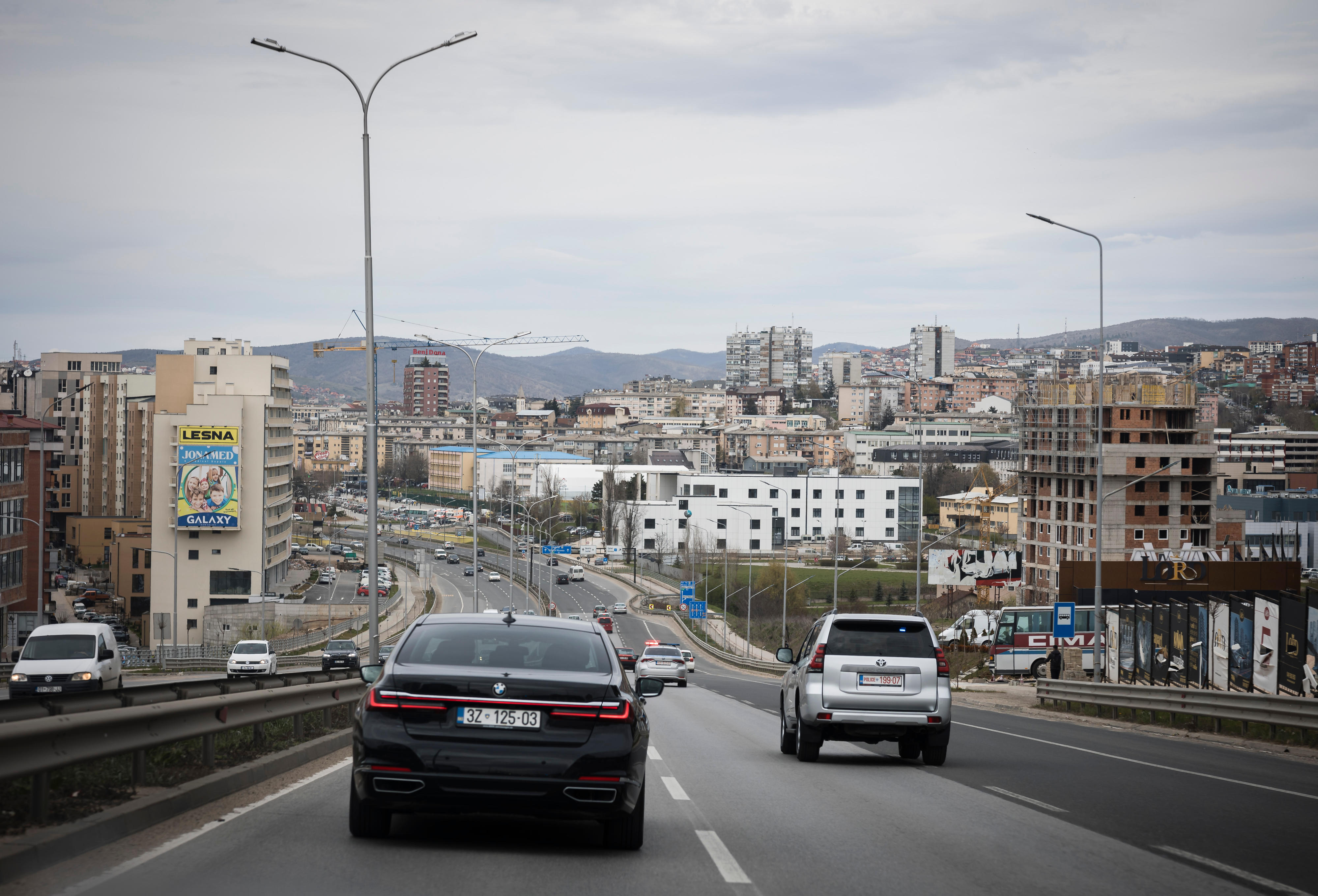Traffic in Pristina, Kosovo