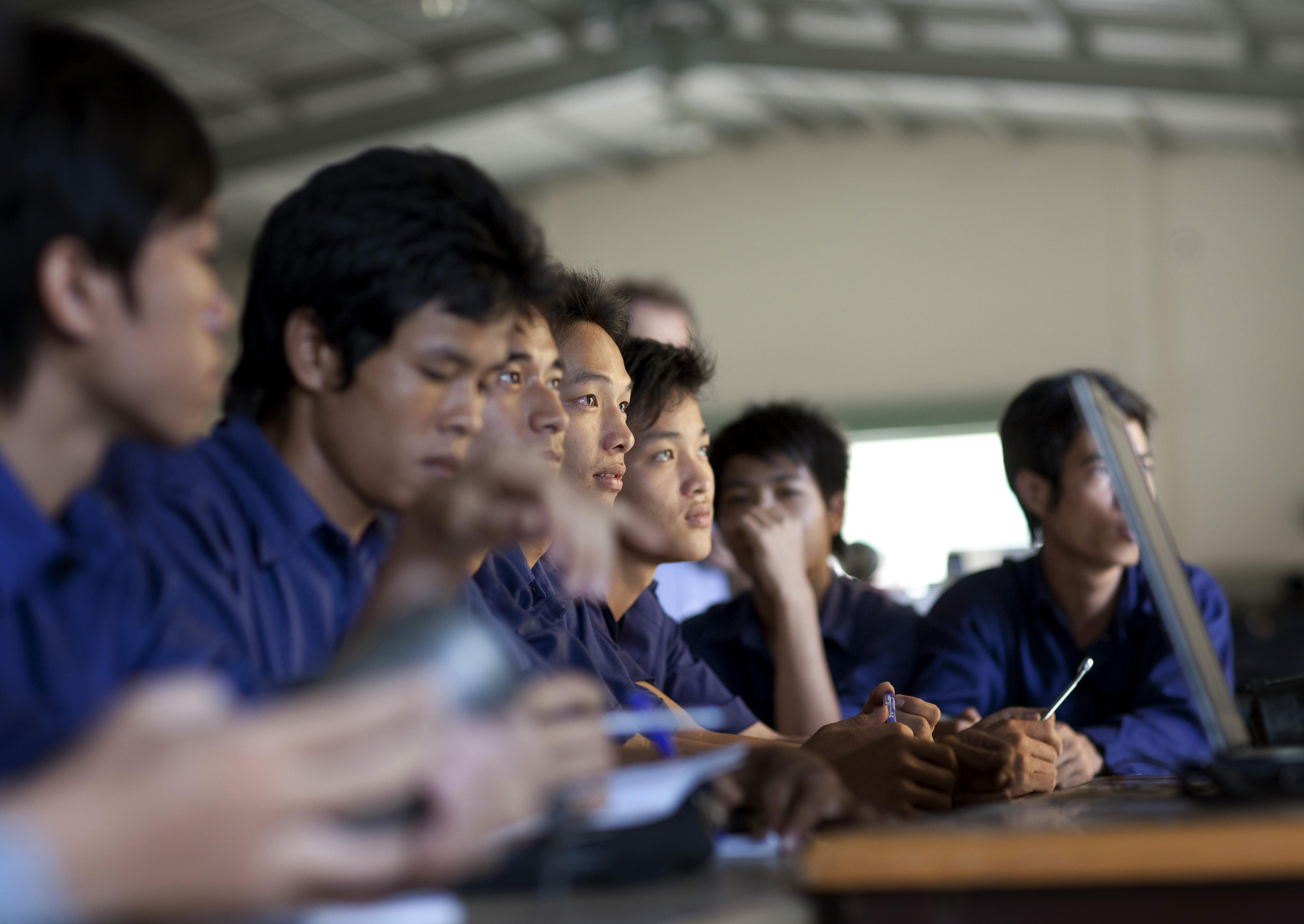 Apprentices in the welding workshop at a vocational school in Ho Chi Minh City (Saigon), Viet Nam