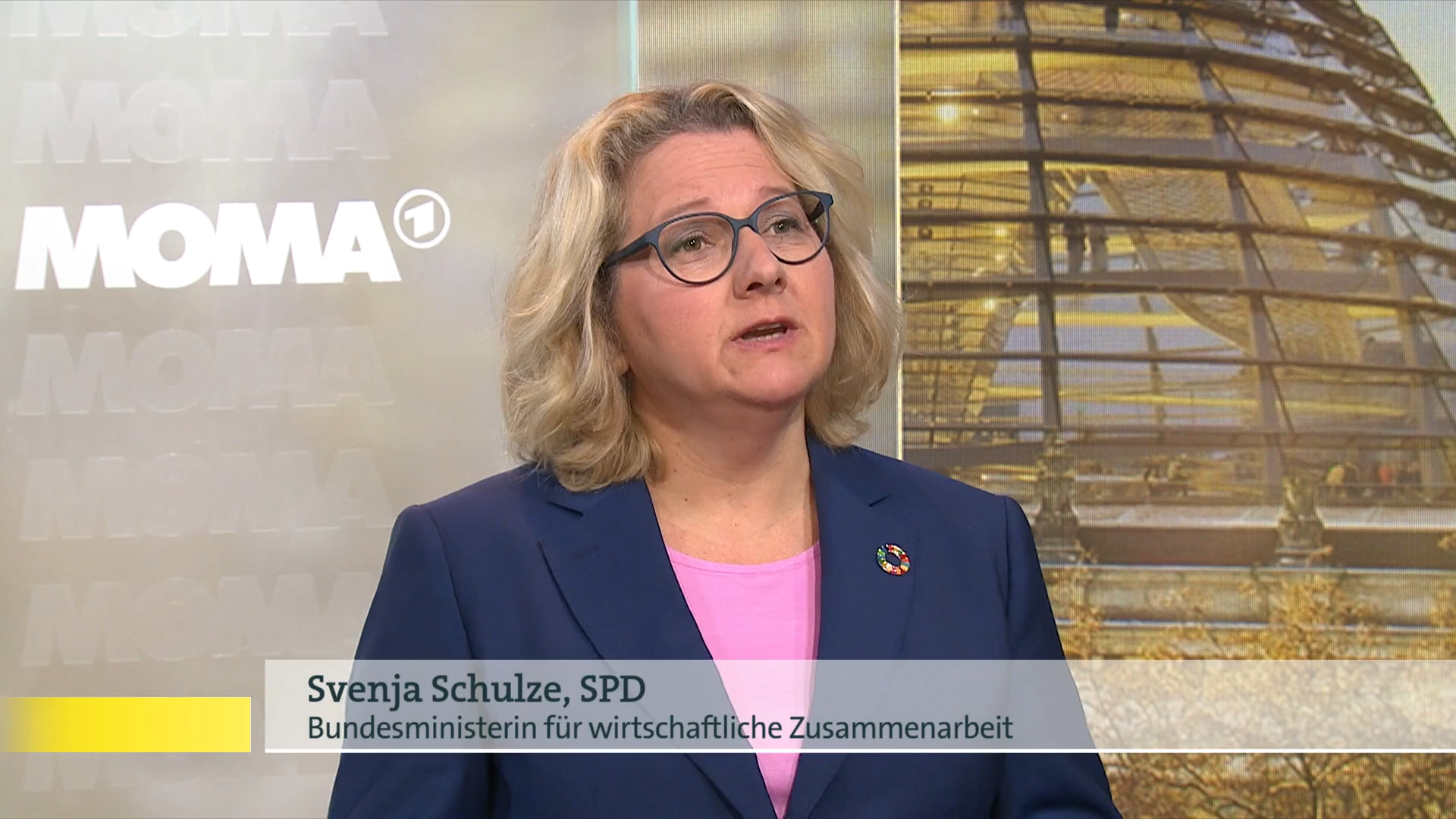 Standbild aus dem Video-Interview von Ministerin Svenja Schulze im ARD-Morgenmagazin vom 24.10.2022