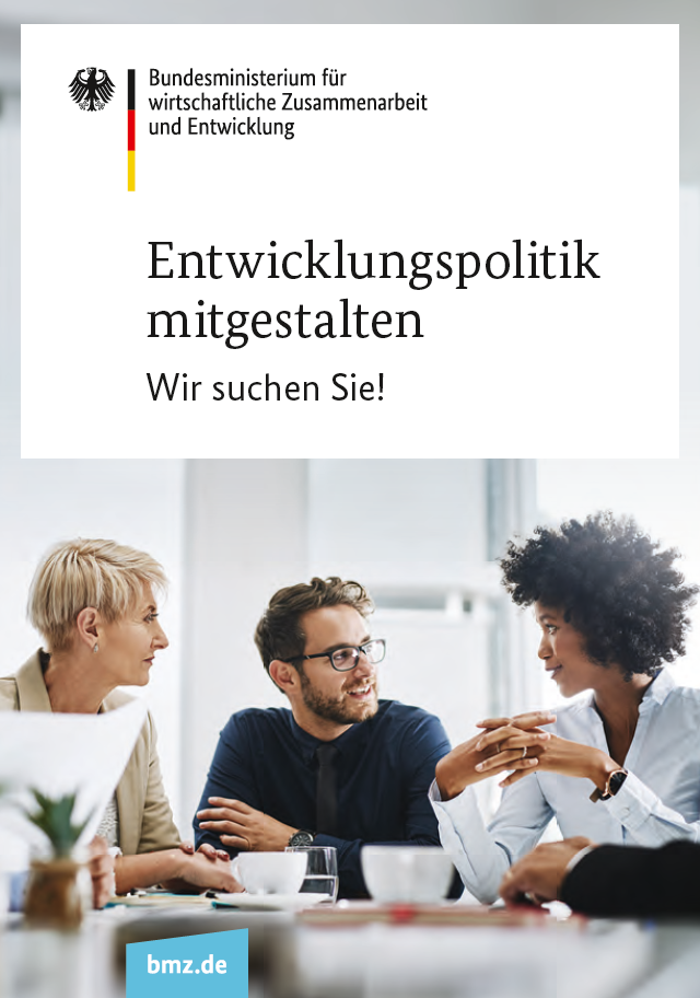 Titelblatt: Entwicklungspolitik mitgestalten | Wir suchen Sie!