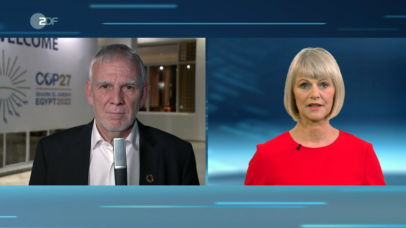Standbild aus dem Interview mit Entwicklungs-Staatssekretär Flasbarth im ZDF am 7.11.22