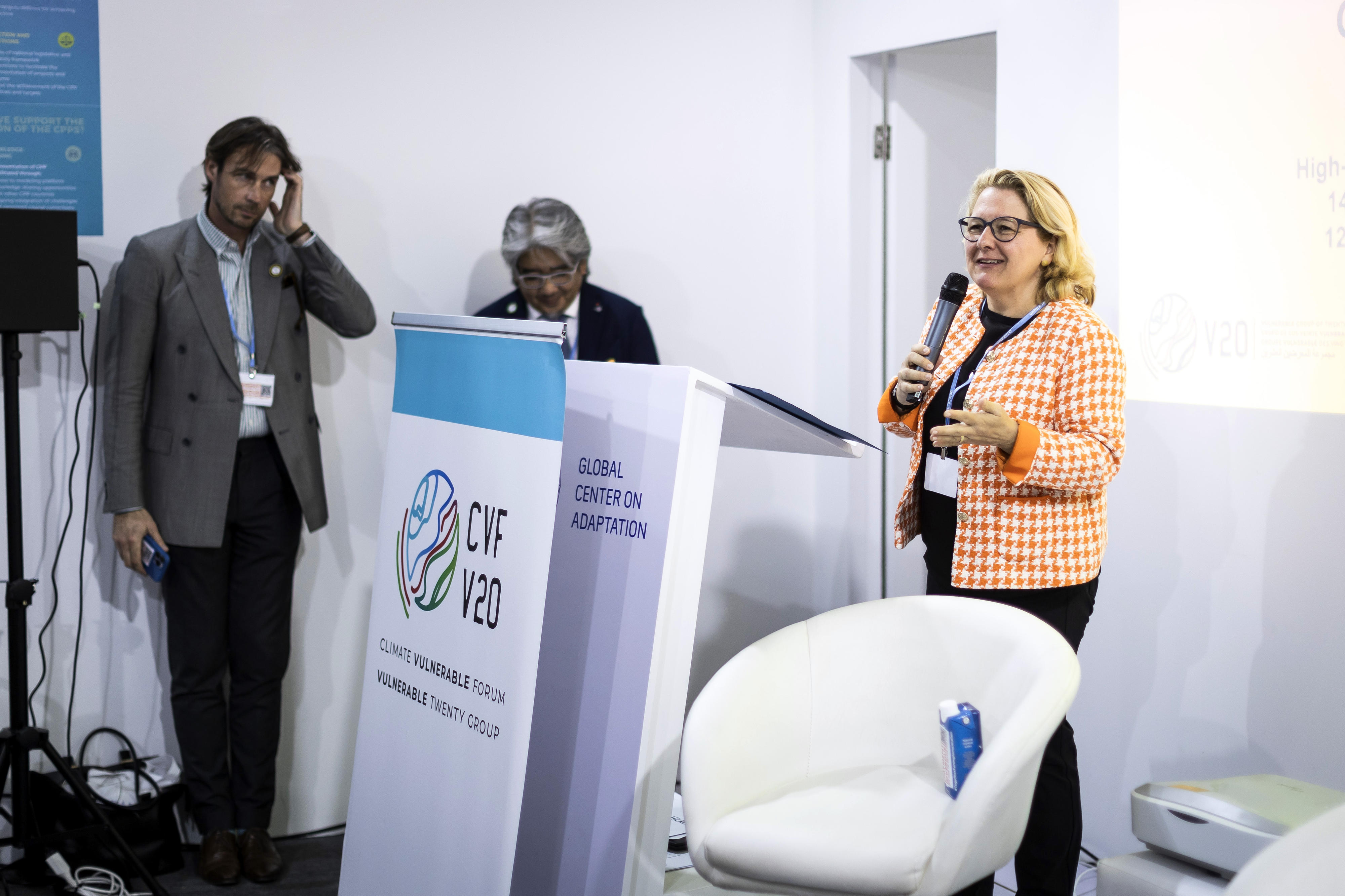 Federal Minister for Economic Cooperation and Development, Svenja Schulze, speaking at an event to launch the Global Shield against Climate Risks at COP27 in Sharm El -Sheikh