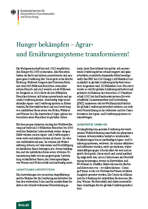 cover factsheet hunger bekämpfen