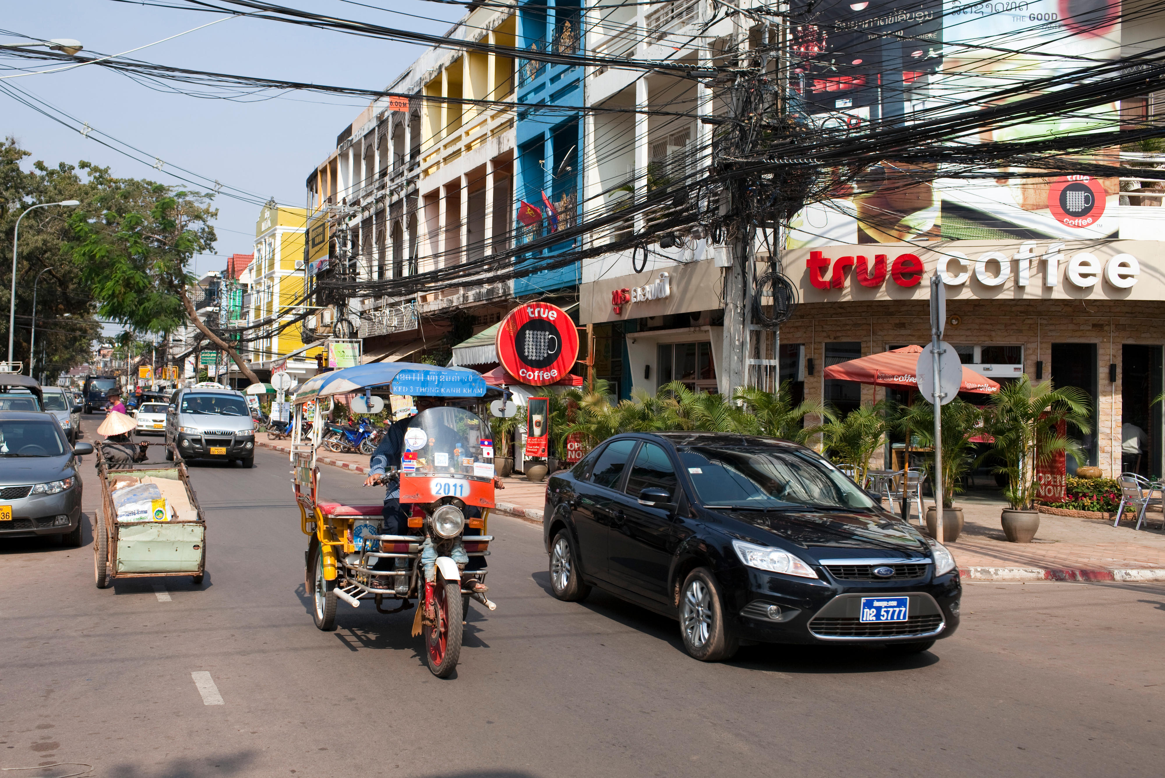 Straßenszene in Vientiane, der Hauptstadt von Laos