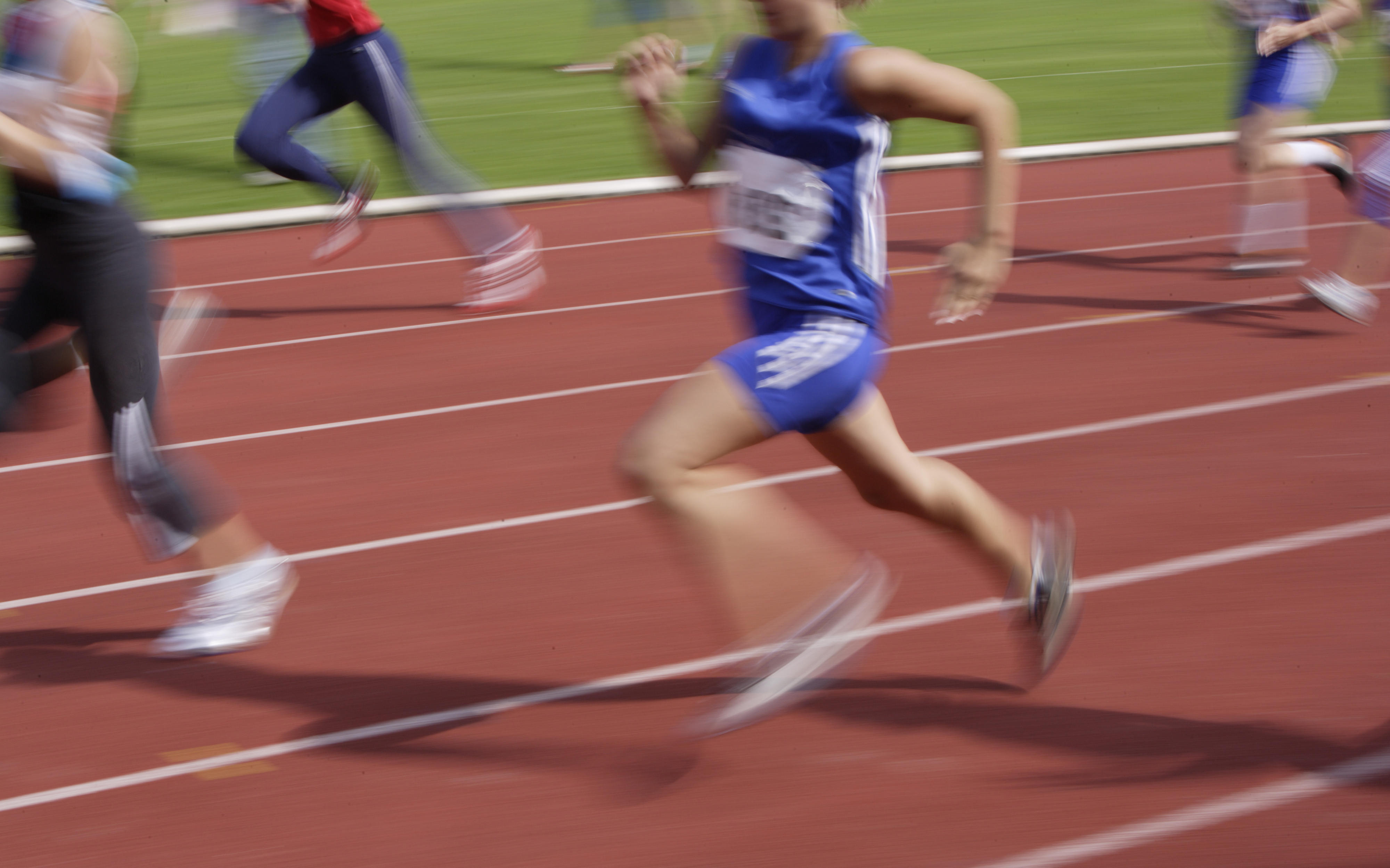 Students on an athletics track