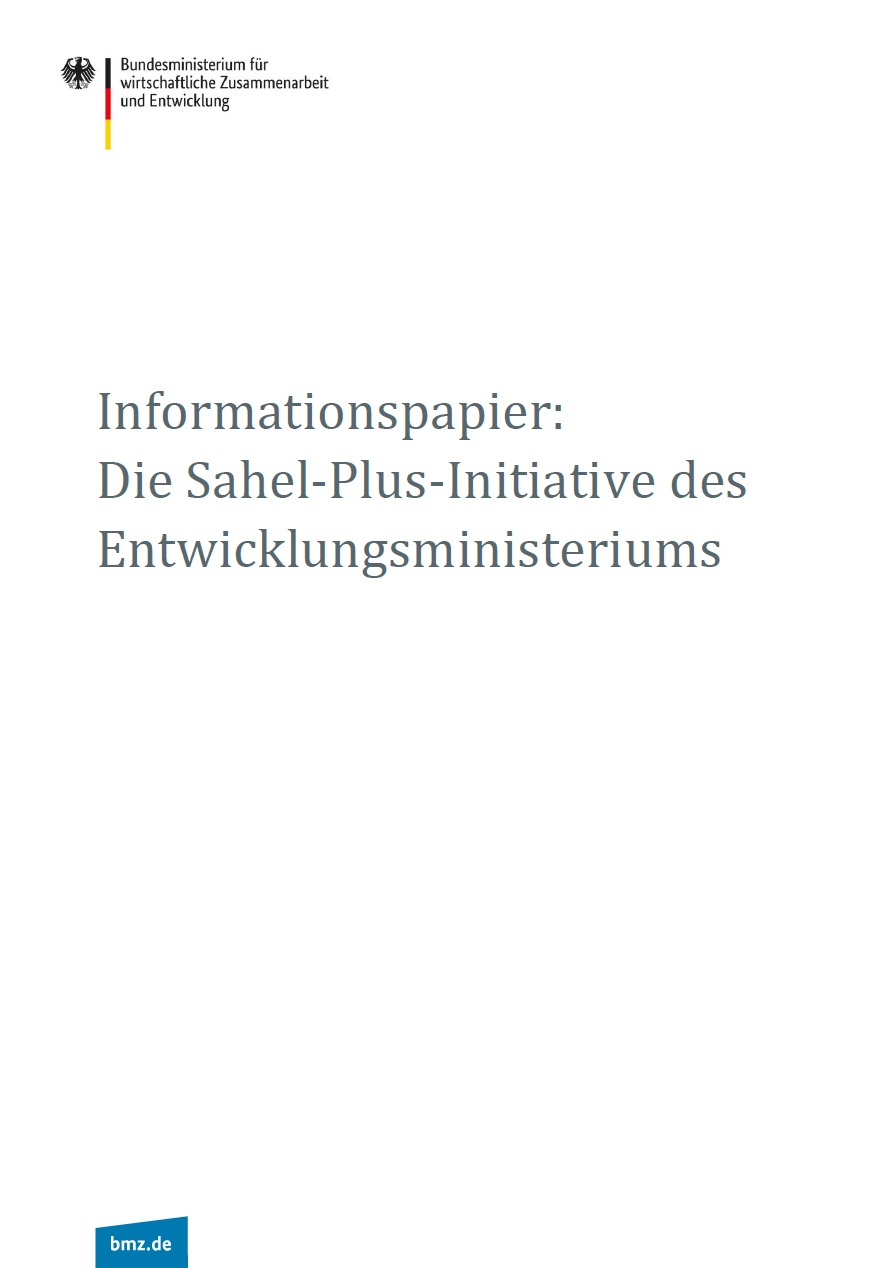 Titelblatt: Informationspapier: Die Sahel-Plus-Initiative des Entwicklungsministeriums