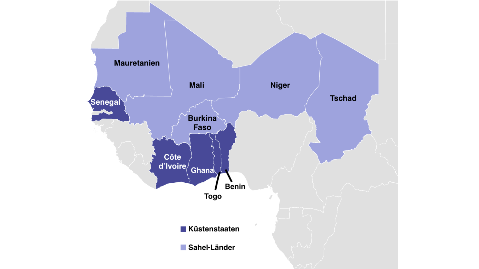 Die Länder der Sahel-Plus-Initiative des Bundesentwicklungsministeriums