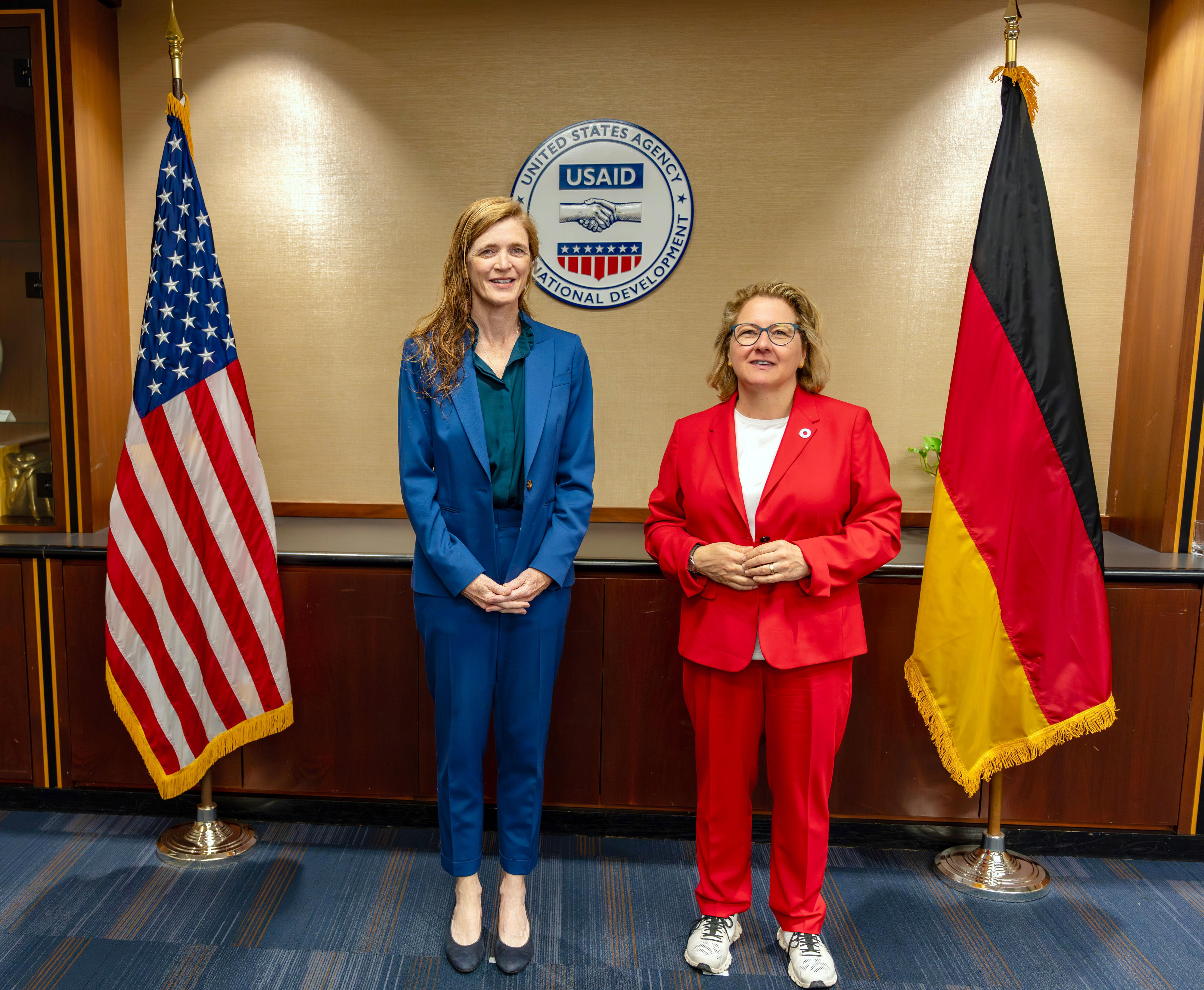 Entwicklungsministerin Svenja Schulze mit Samantha Power, Direktorin der amerikanischen Entwicklungsagentur USAID