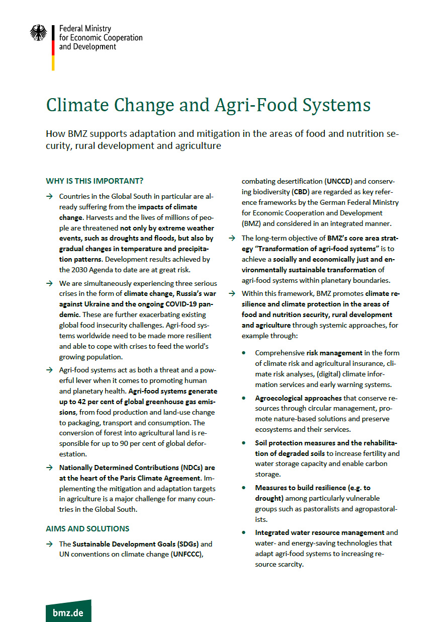 Cover: Factsheet Climate Change and Agri-Food Systems