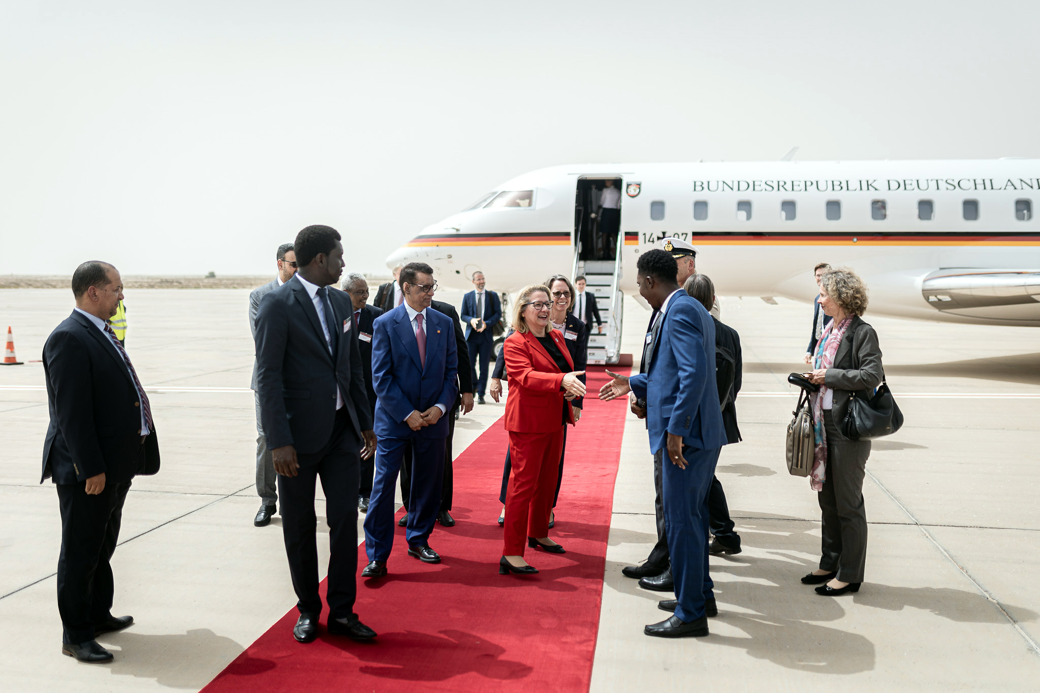 Development Minister Svenja Schulze's welcome on arrival in Nouakchott, Mauritania