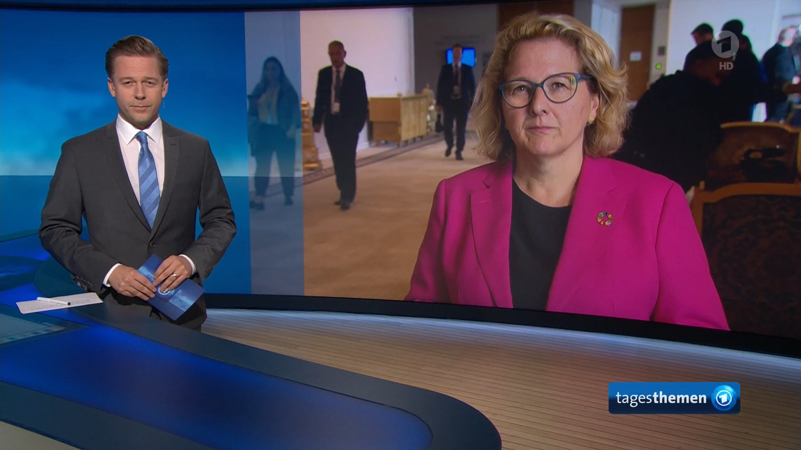 Standbild aus dem Video-Interview von Ministerin Svenja Schulze mit den tagesthemen am 18. September 2023