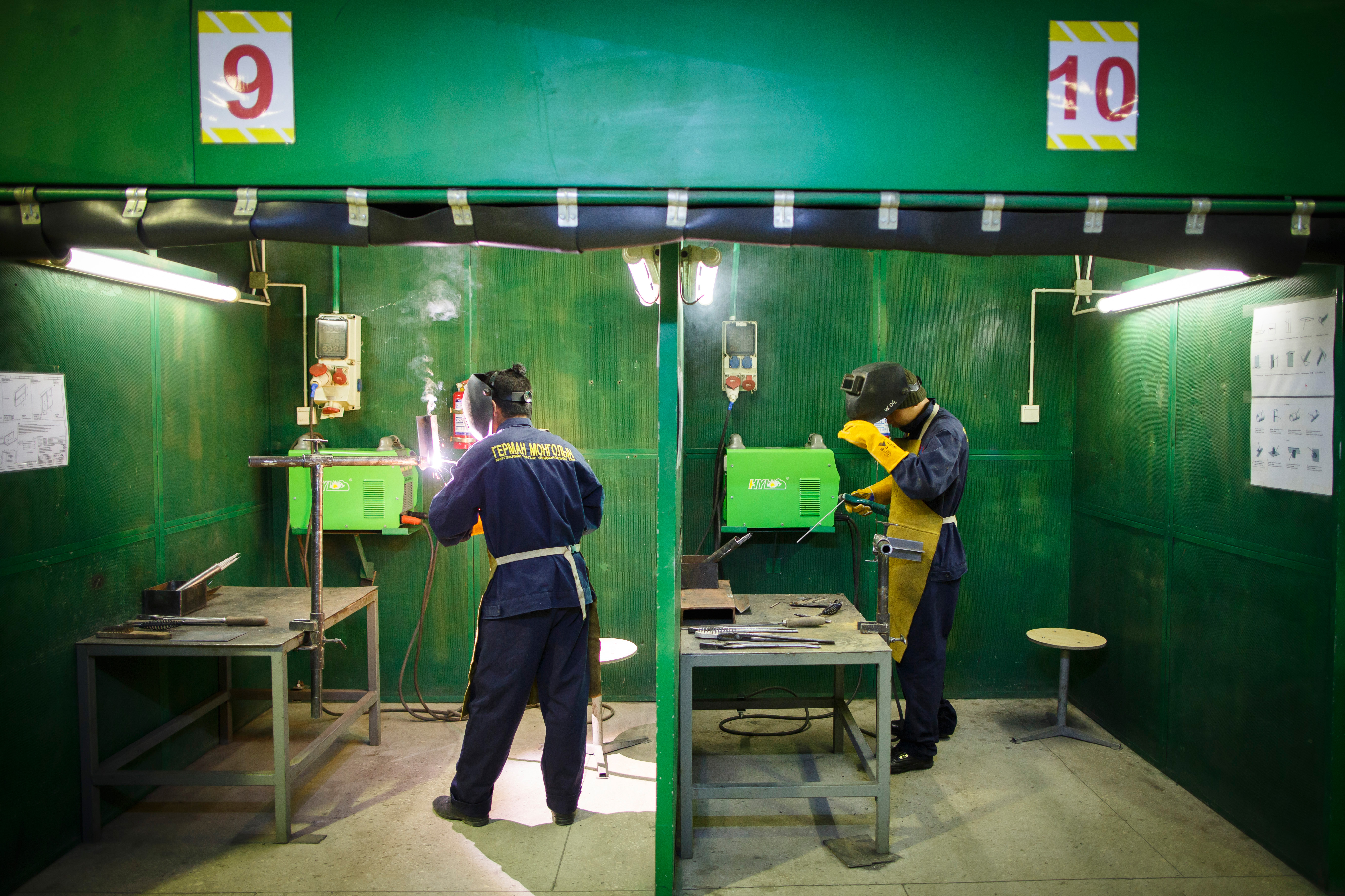 Training workshop for future welders at the Hasu Megawatt training centre, Ulan Bator, Mongolia