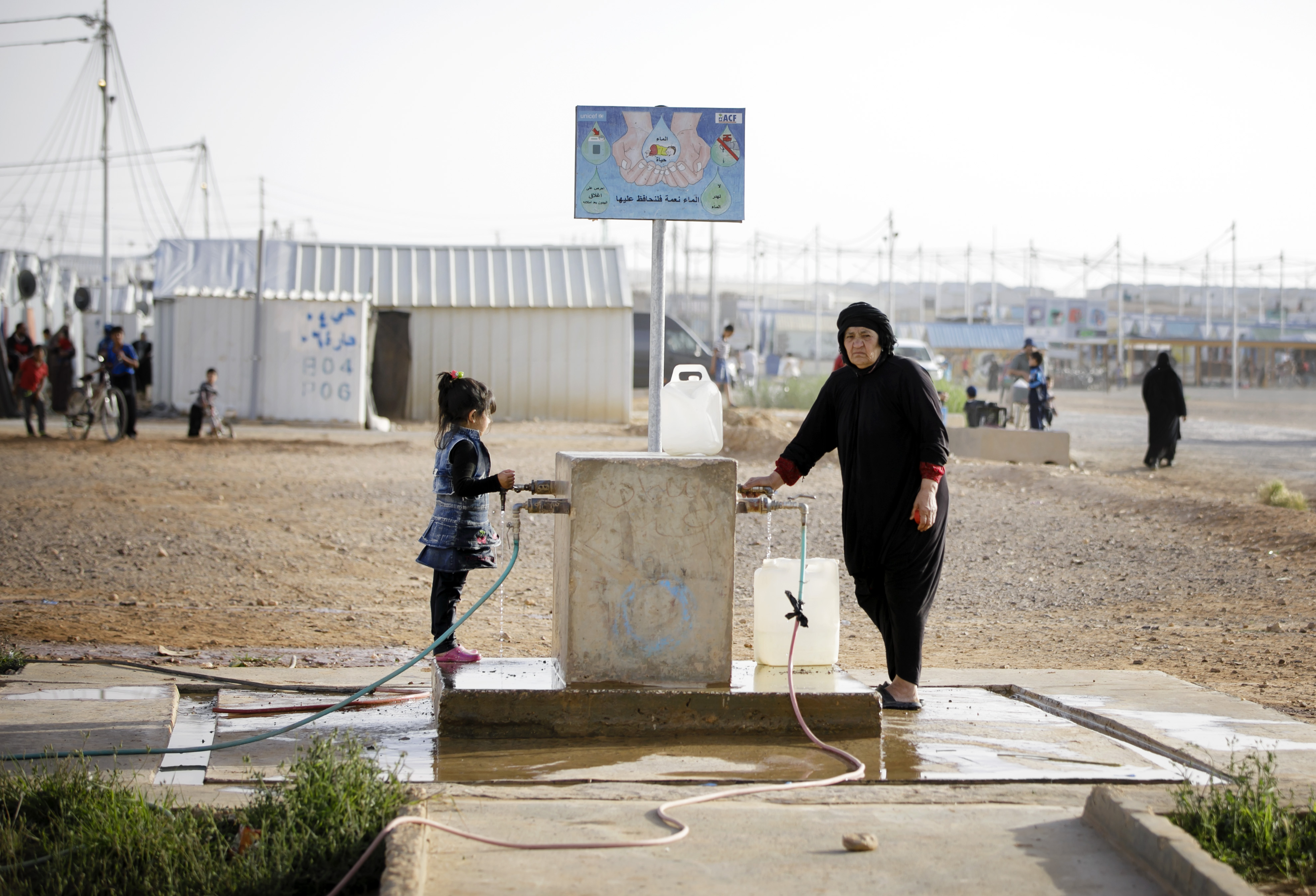 Water tapping point in Al-Azraq refugee camp in Jordan