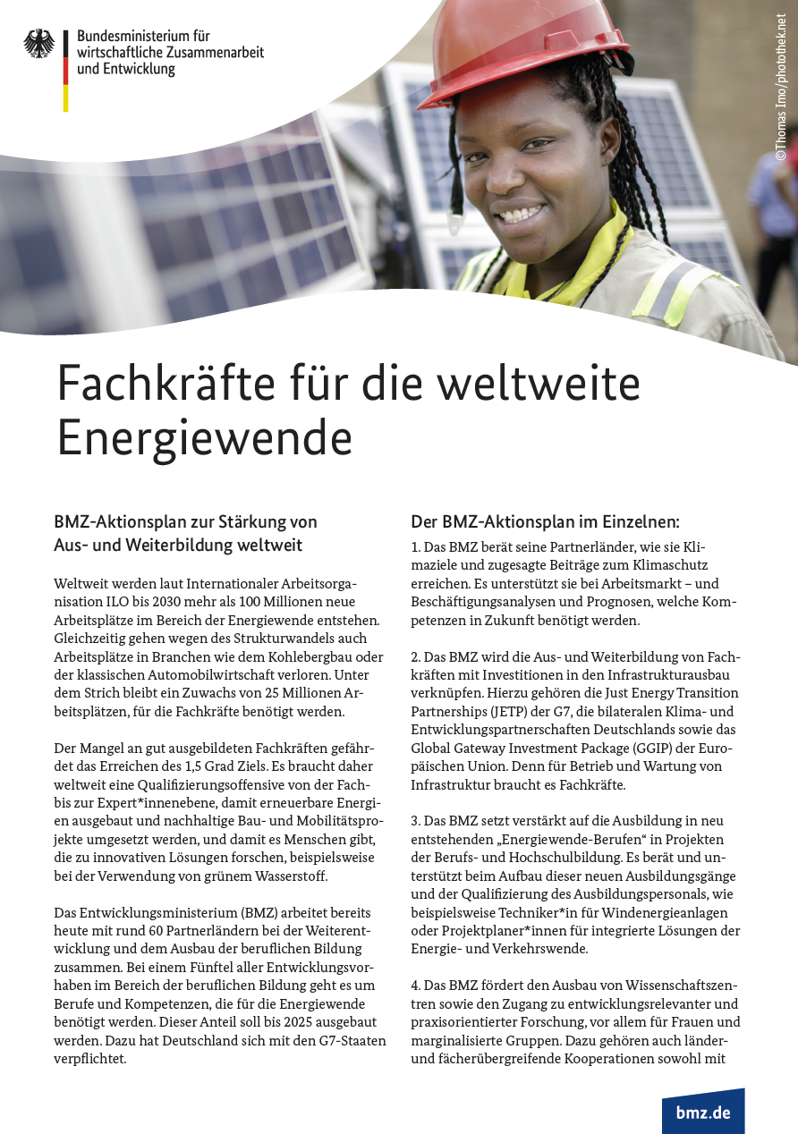 Titelblatt: Fachkräfte für die weltweite Energiewende
