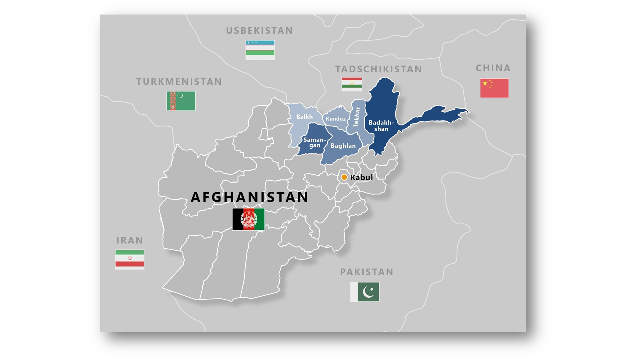 Karte von Afghanistan und Nachbarländern