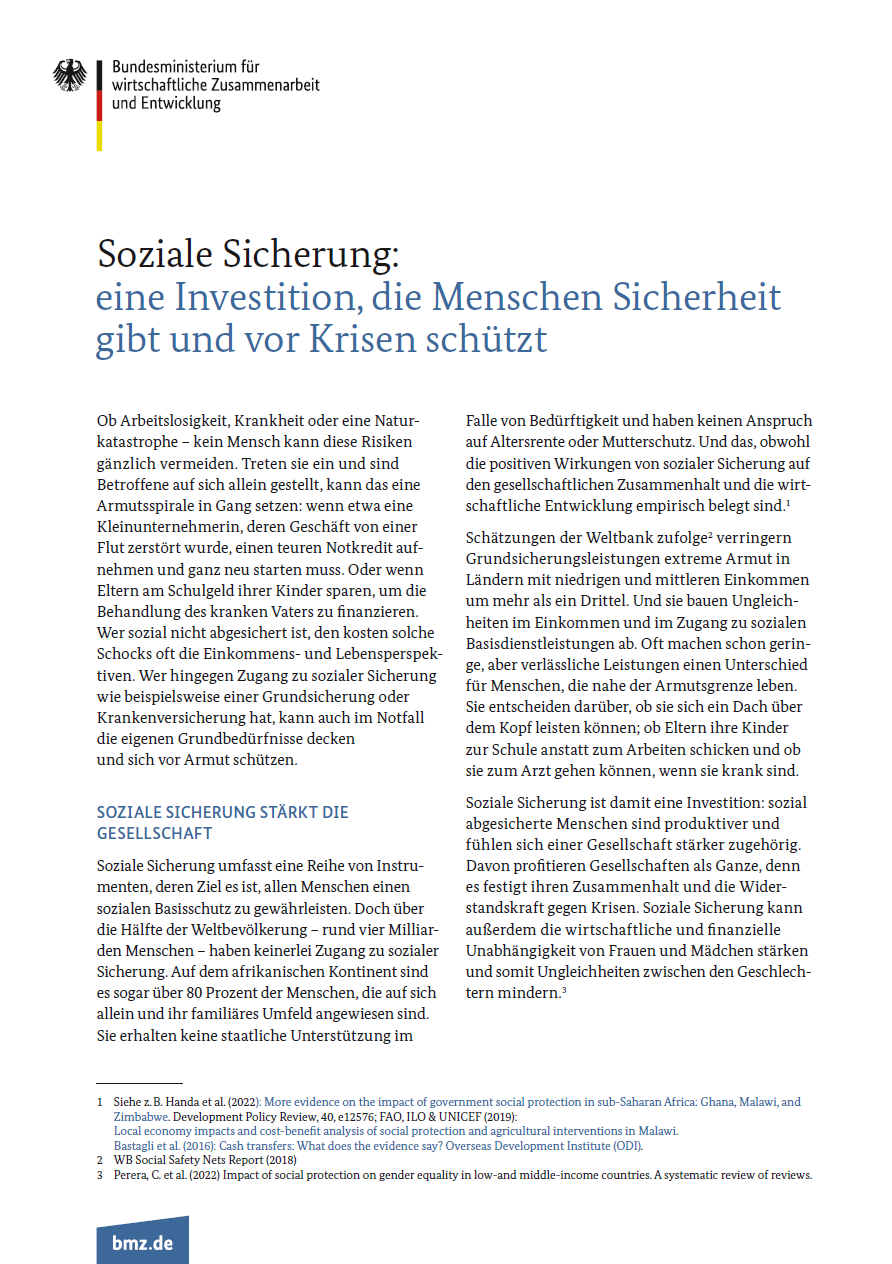 Soziale Sicherung: eine Investition, die Menschen Sicherheit gibt und vor Krisen schützt