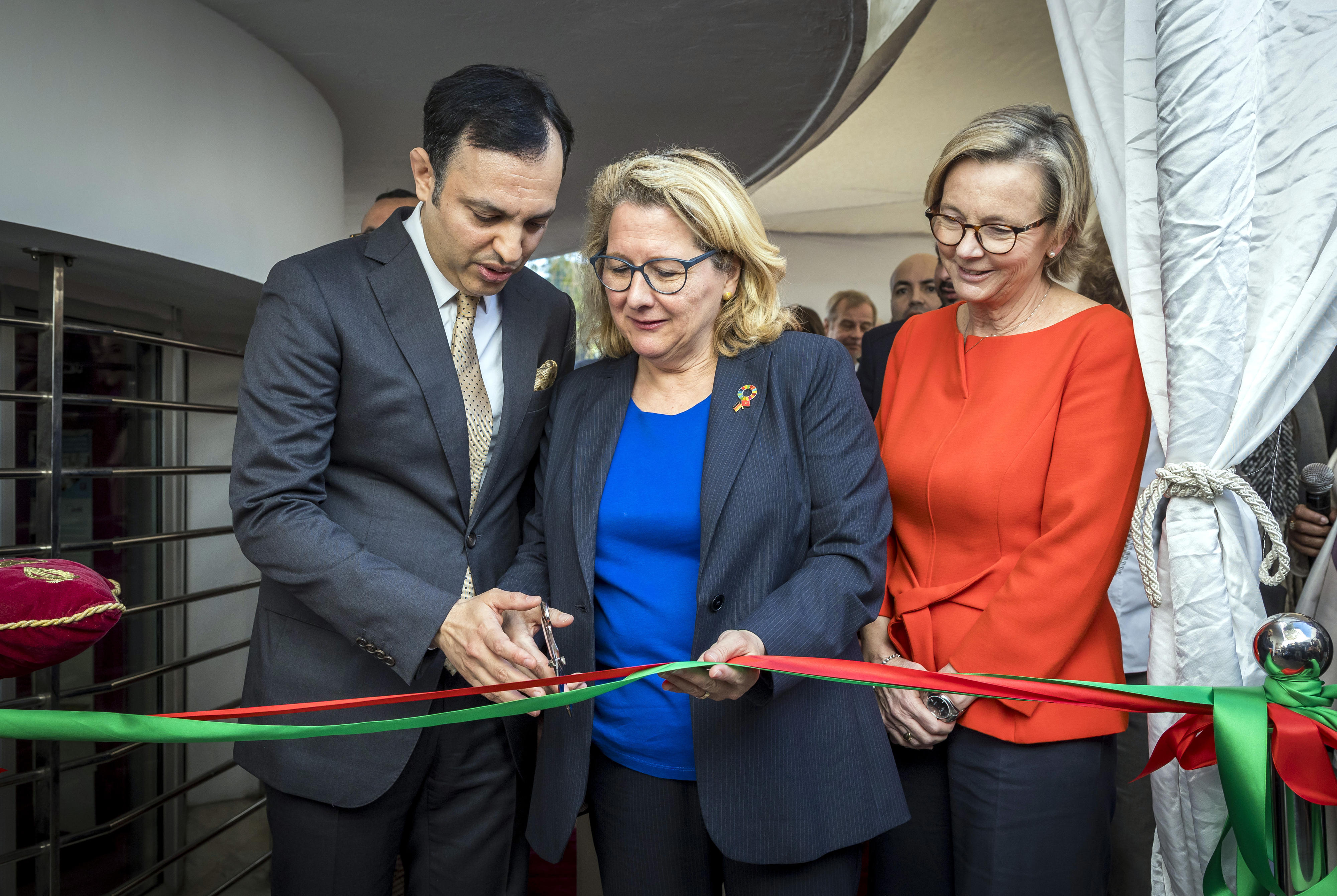 German Development Minister Svenja Schulze and Moroccan Labour Minister Younes Sekkouri at the opening of a branch of the Moroccan Centre for Migration and Development in Rabat