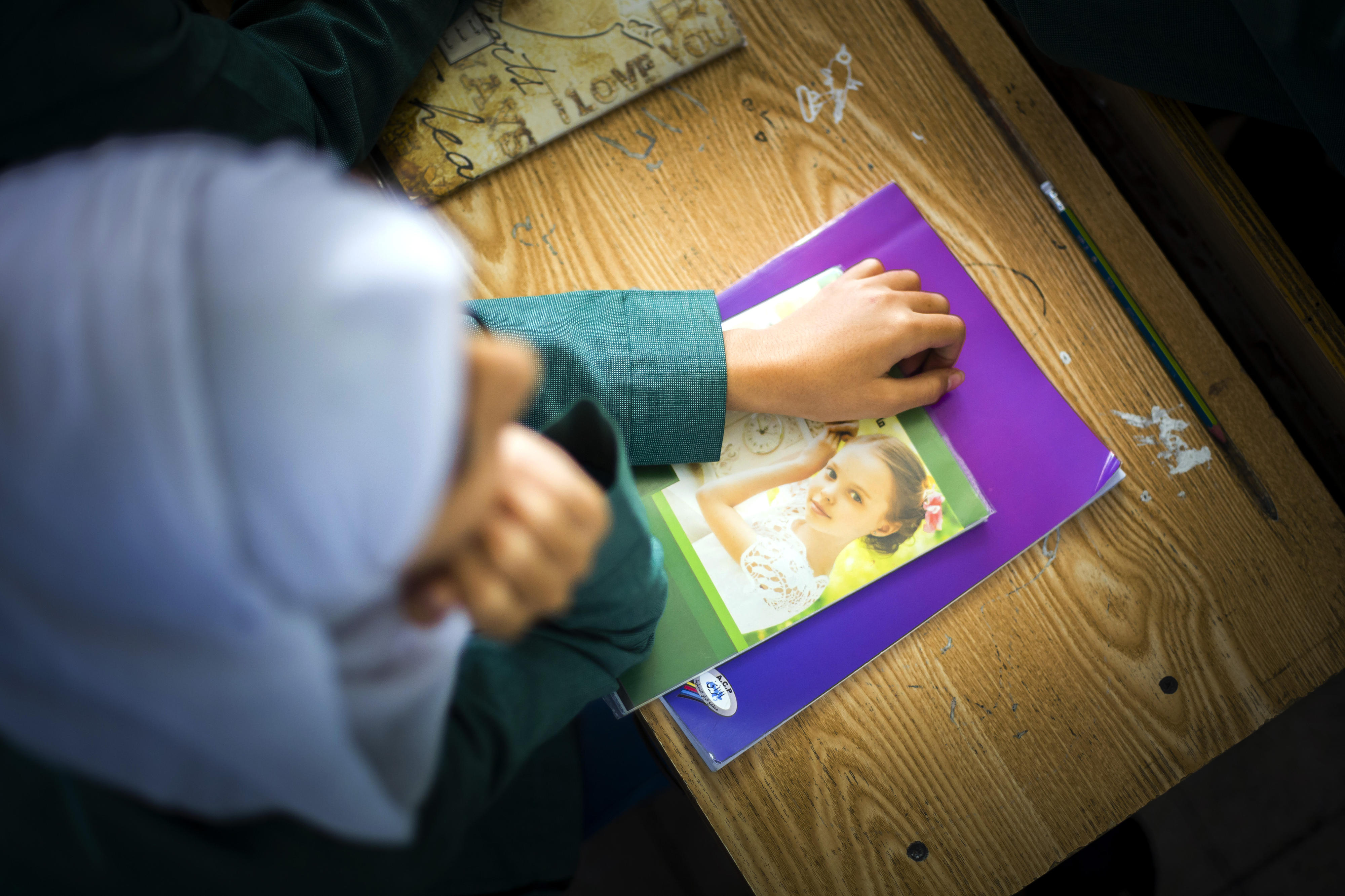 Pupil at a girls' school in Irbid, Jordan