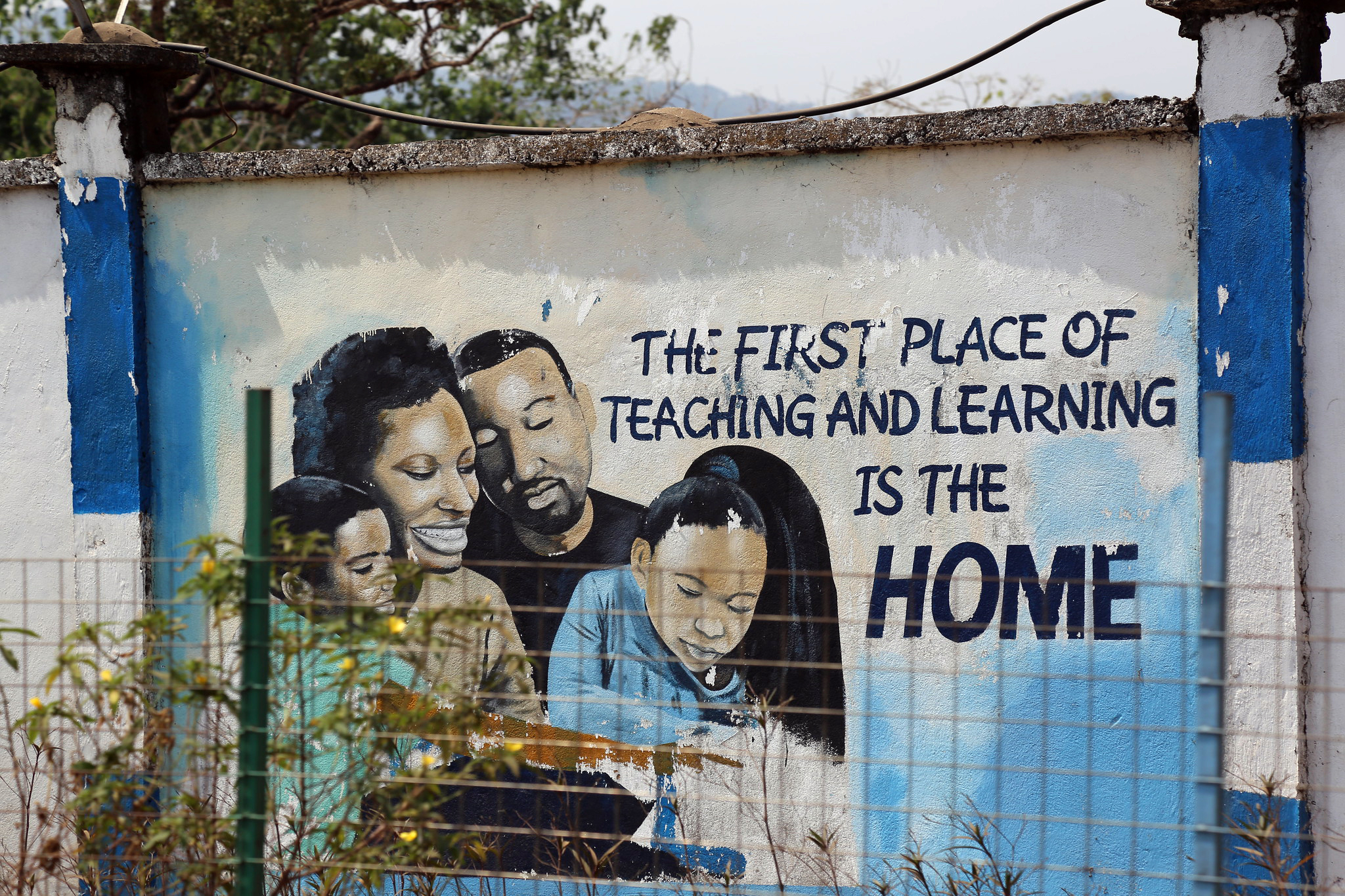 Slogan on the subject of education on the wall of a teacher training college in Freetown, Sierra Leone