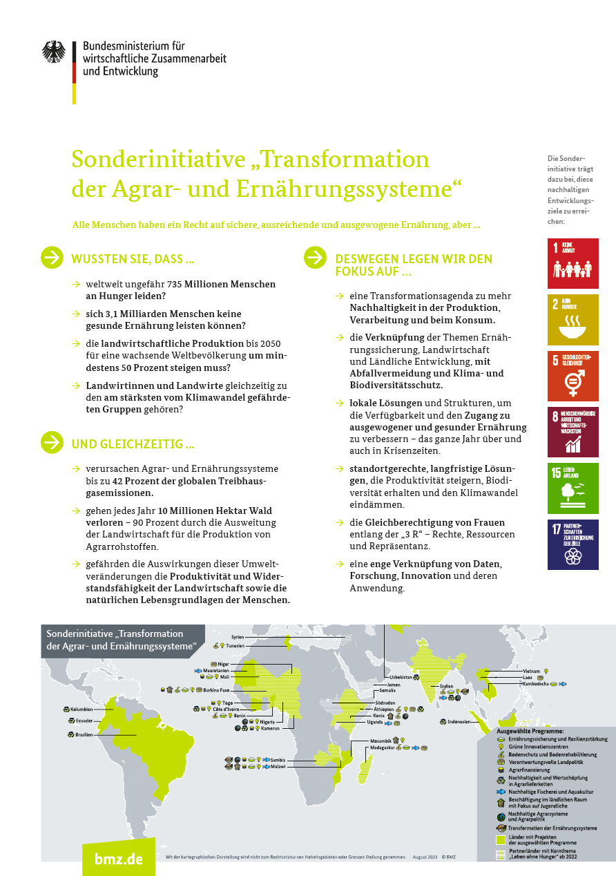 Titelblatt: Sonderinitiative „Transformation der Agrar- und Ernährungssysteme“