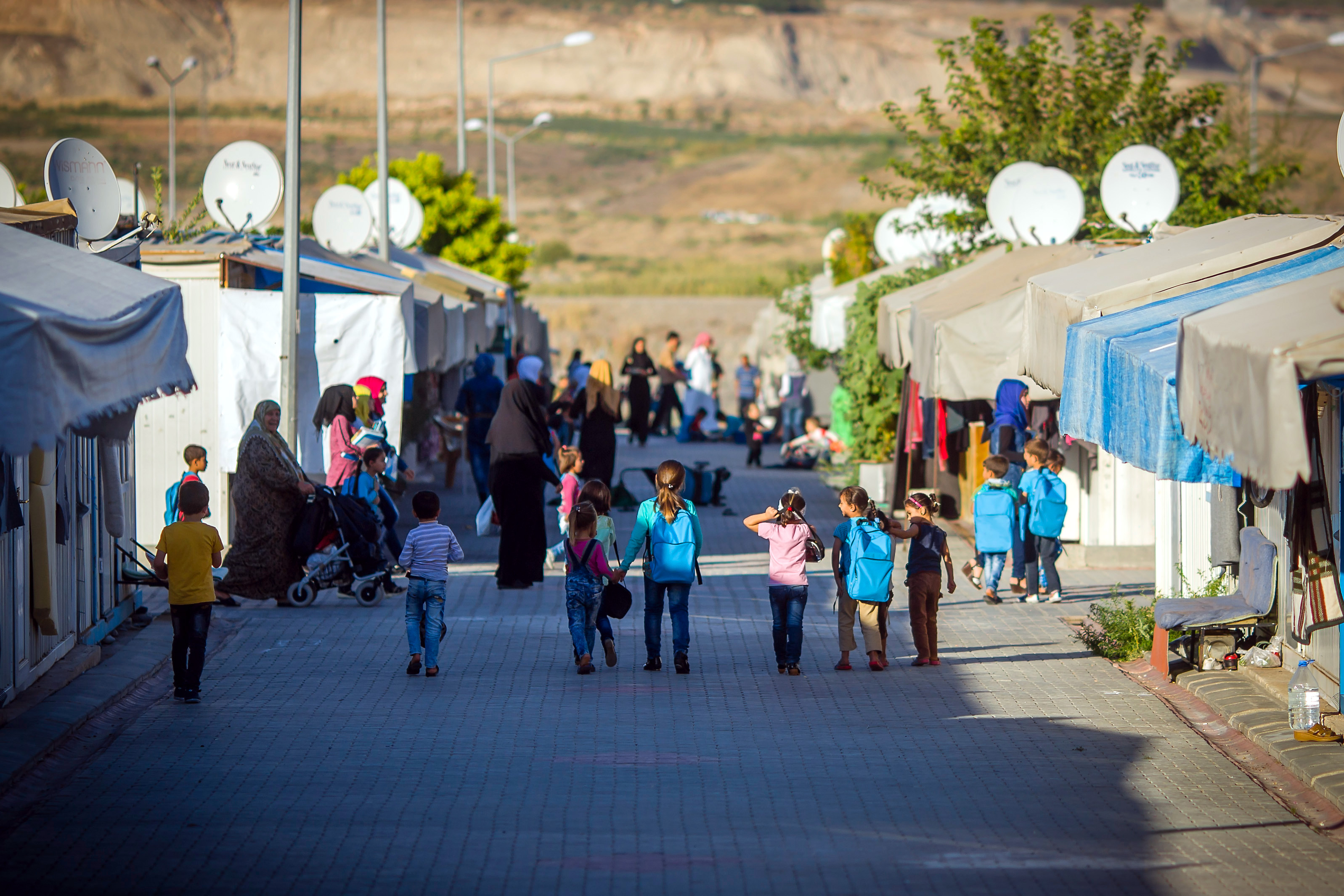 Syrische Flüchtlinge in einem Camp in Nizip, Türkei