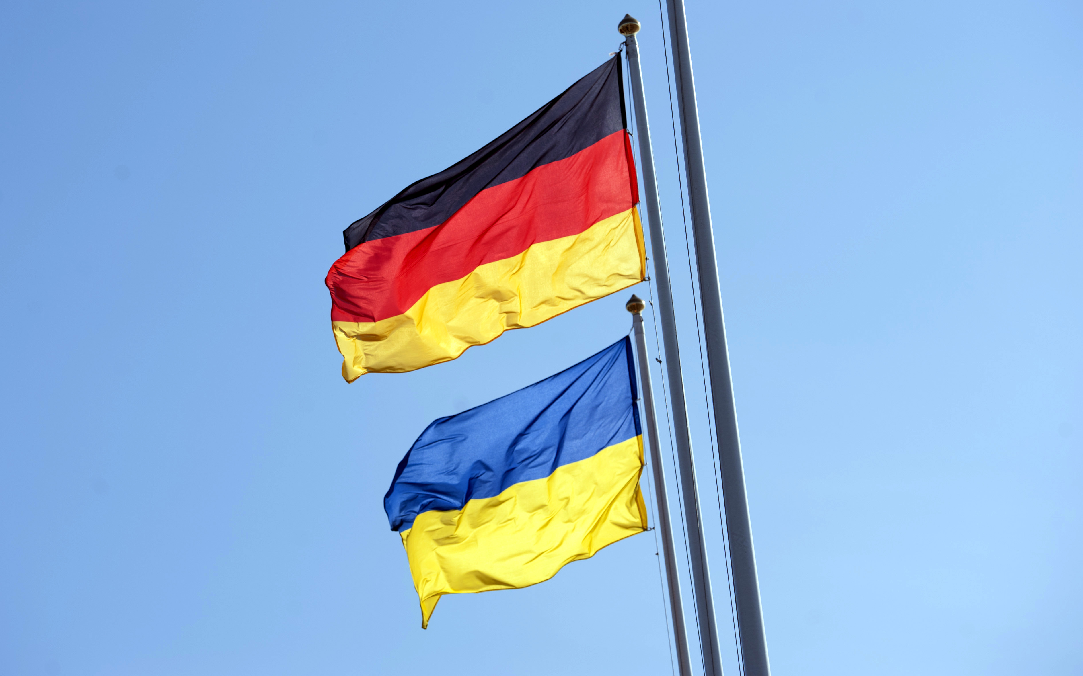 The flags of Germany and Ukraine