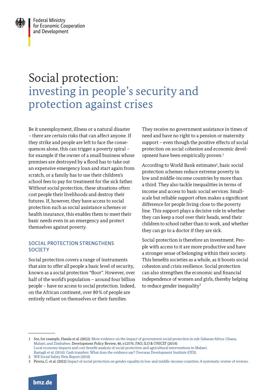 Cover: Social protection: investing in people’s security and protection against crises