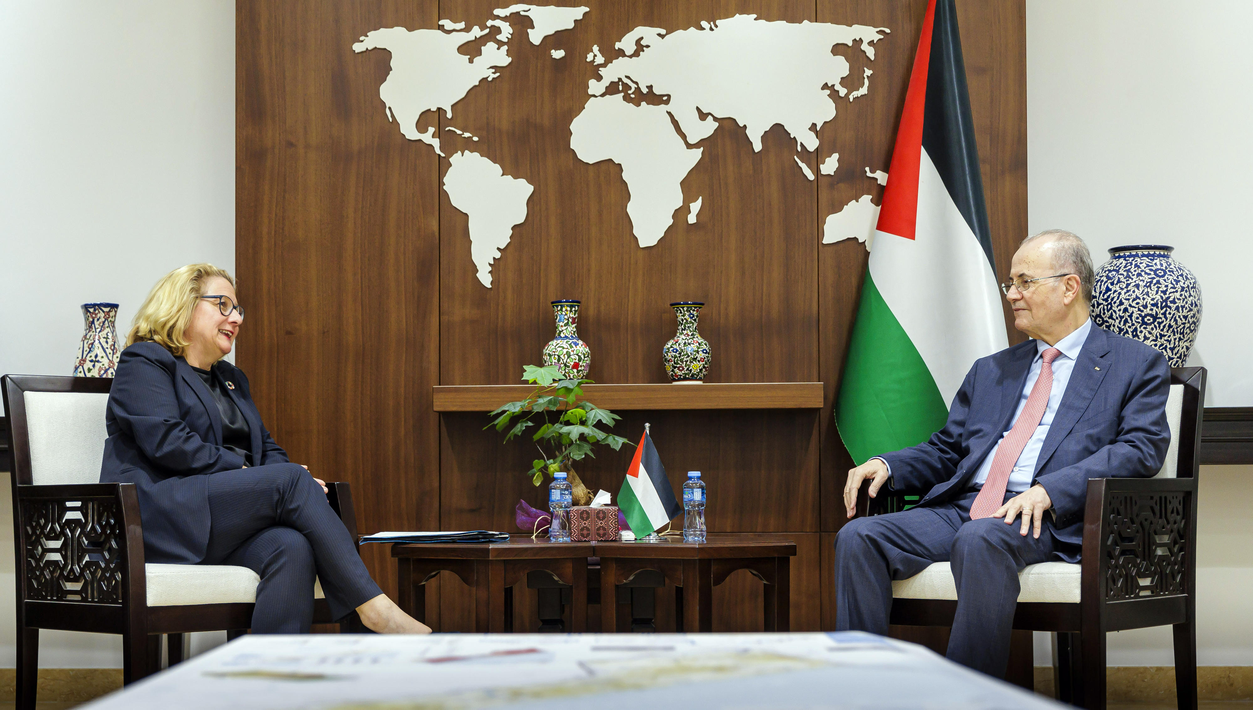 German Development Minister Svenja Schulze and the Palestinian Prime Minister Mohammad Mustafa in Ramallah 