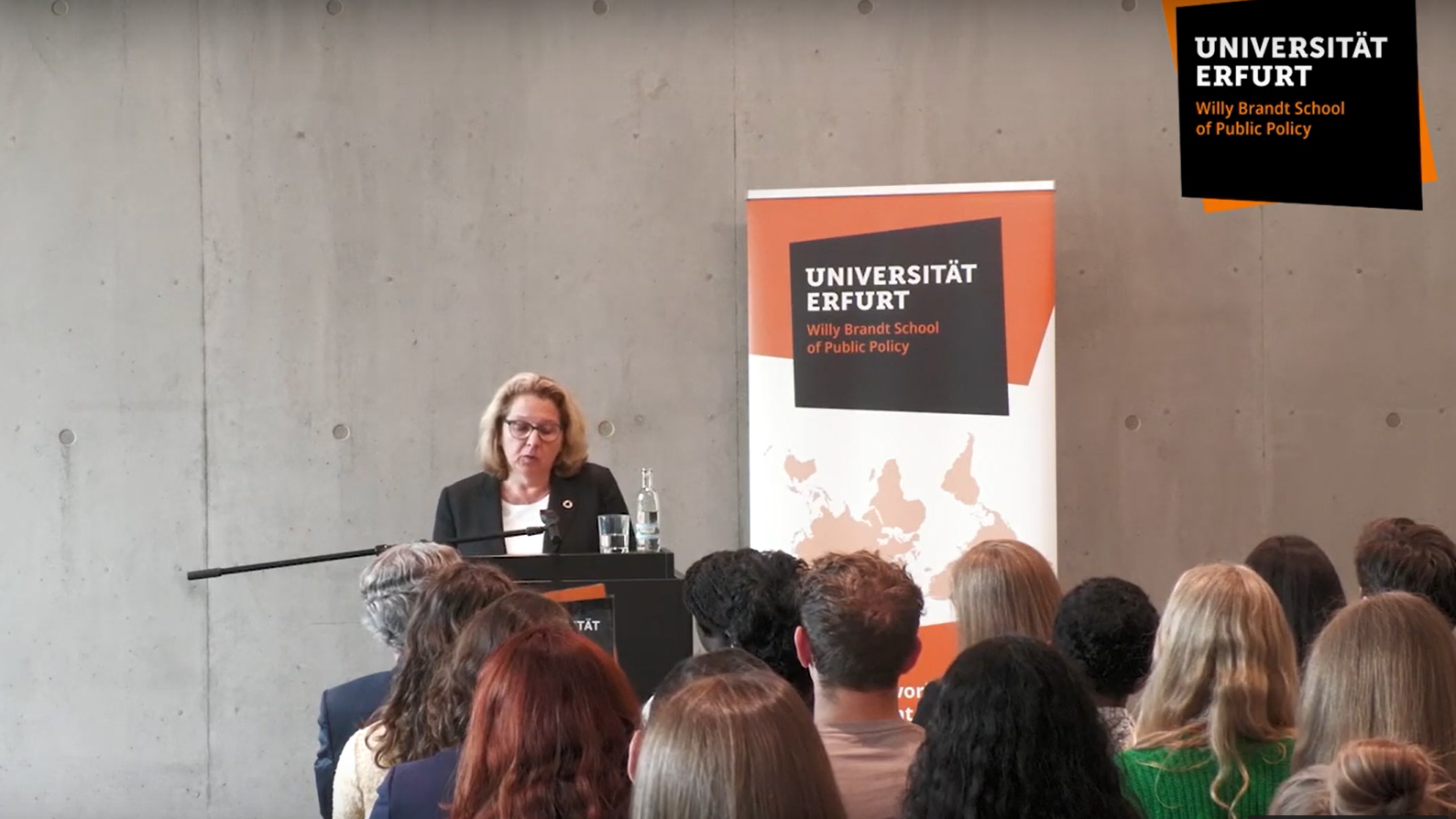 Standbild aus dem Video der Willy-Brandt-Lecture der Bundesentwicklungsministerin Svenja Schulze