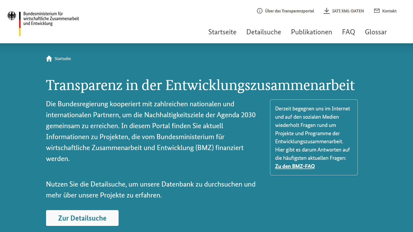 Preview of the BMZ transparency portal