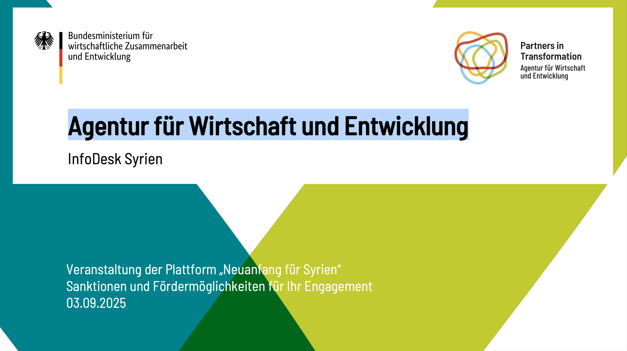 Präsentation der Agentur für Wirtschaft und Entwicklung