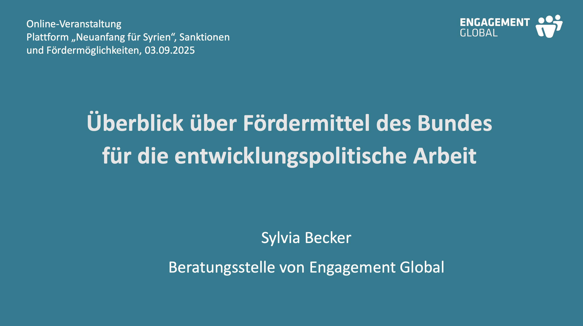 Präsentation zu den Fördermitteln des Bundes für die entwicklungspolitische Arbeit