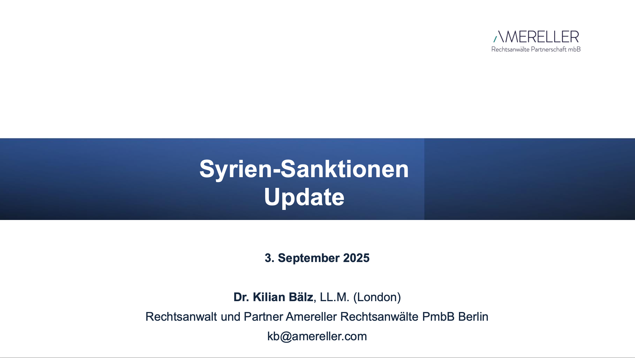 Präsentation zu Updates zu Syrien-Sanktionen