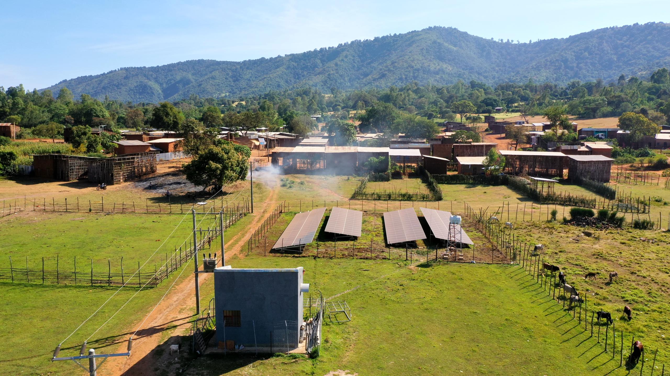 Photo von Solaranlagen auf einer Wiese.
