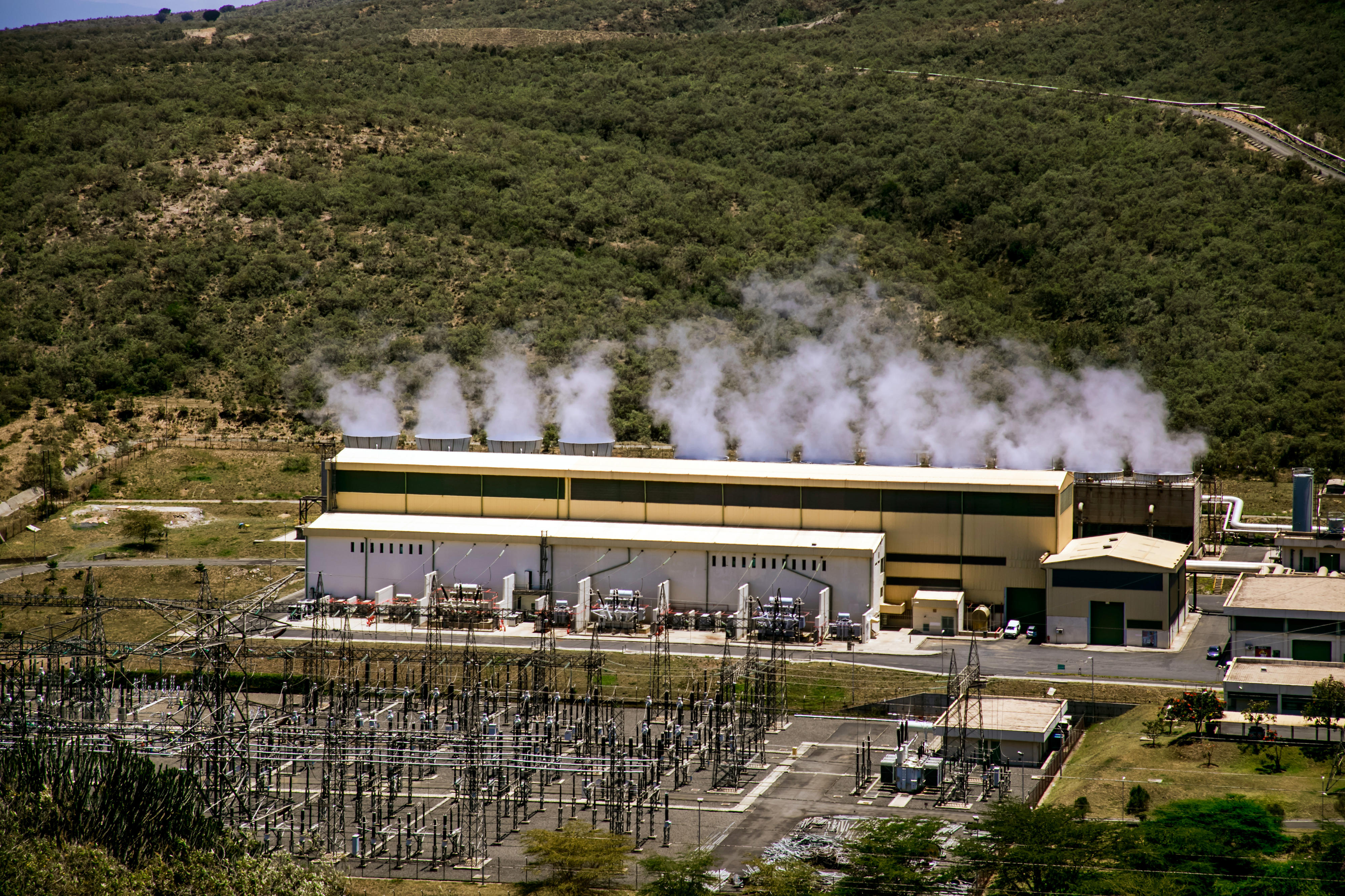 Overview of the geothermal power plant Olkaria, Kenya