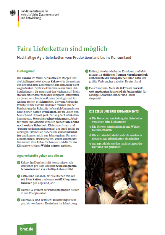 Titelblatt: Factsheet "Faire Lieferketten sind möglich"