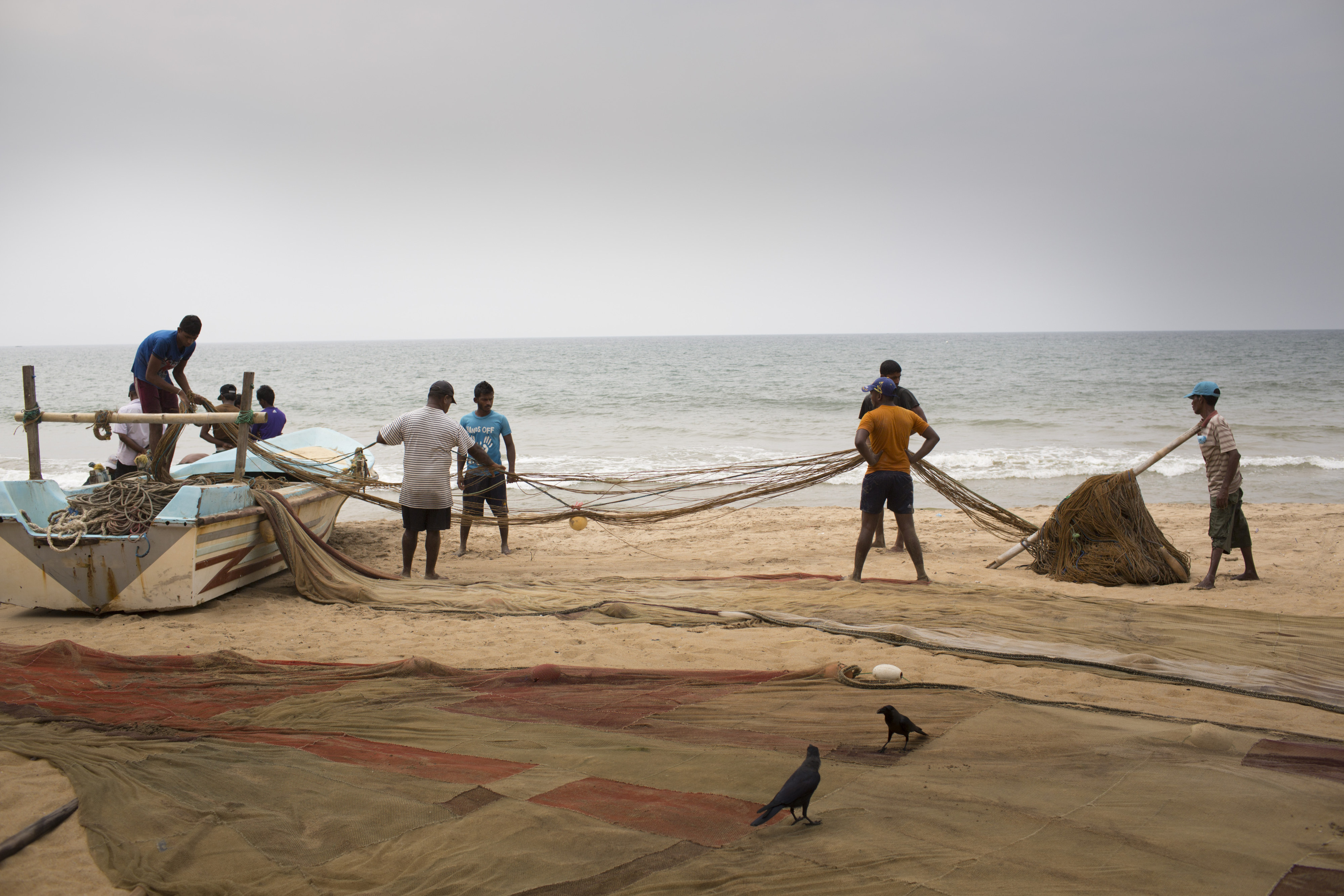 Fischer am Strand von Colombo, Sri Lanka